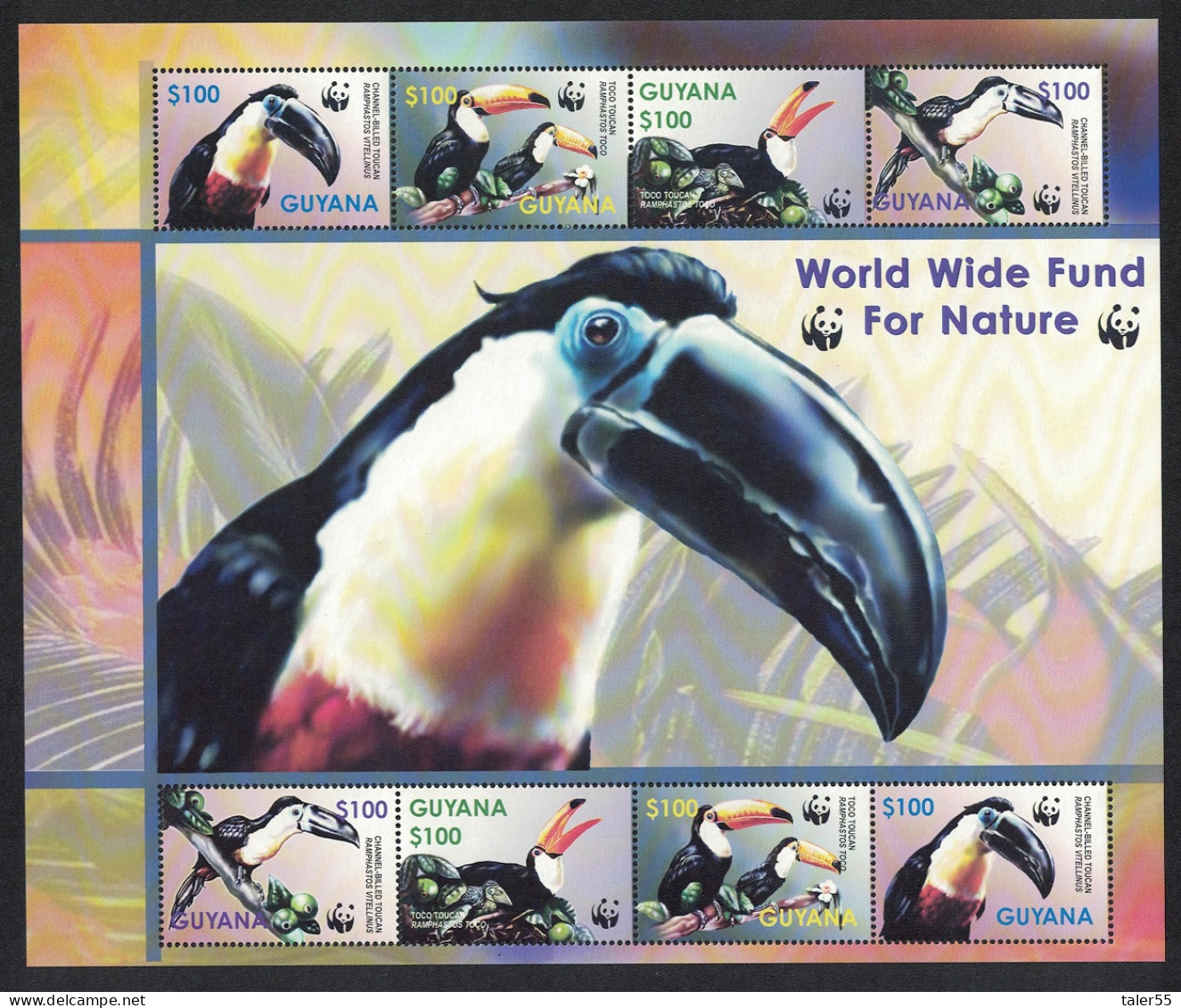 Guyana Birds WWF Toucans MS Def 2003 SG#MS6410 MI#7626-7629 Sc#3792 A-d - Guyane (1966-...)