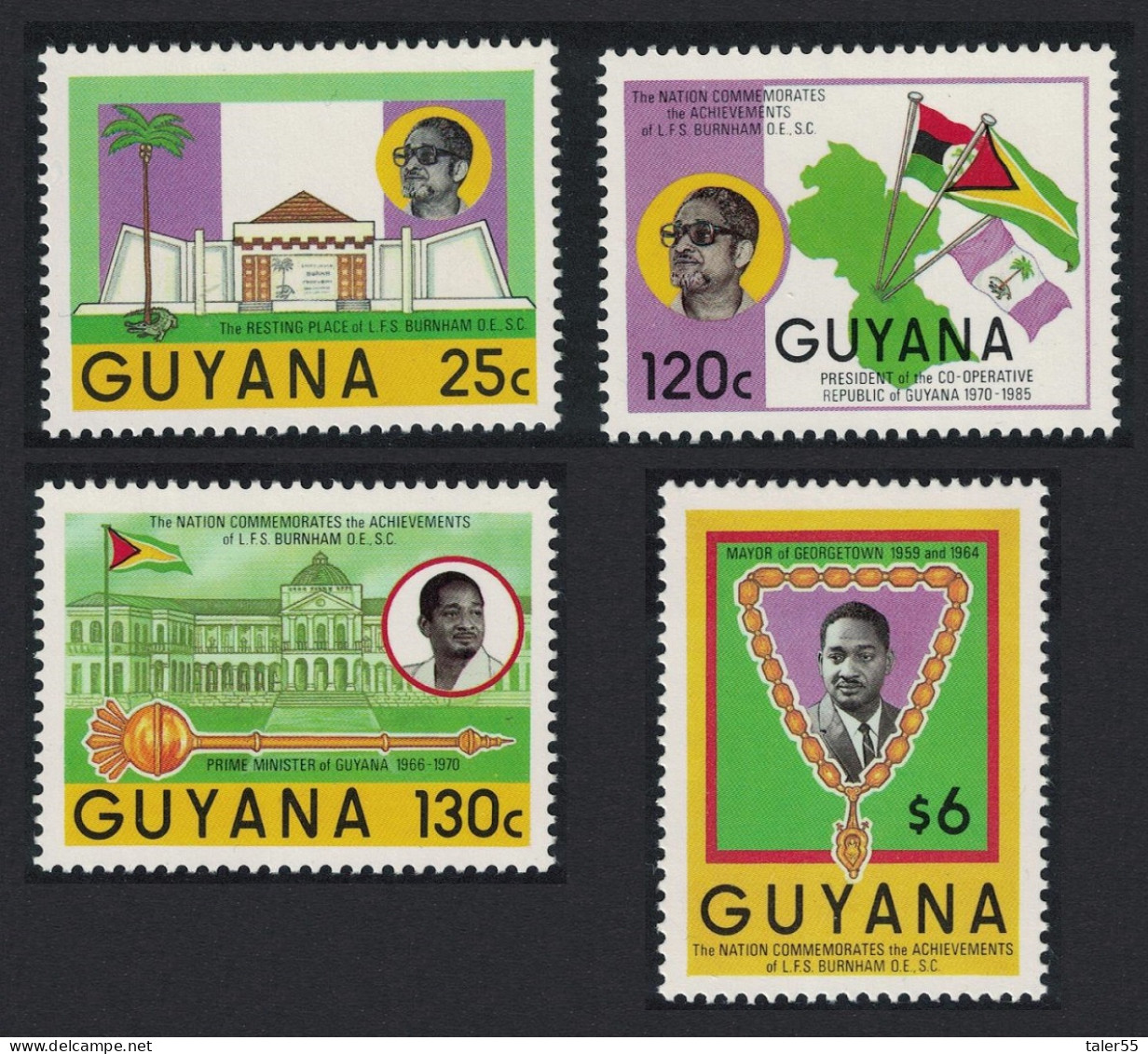 Guyana President Burnham Commemoration 4v 1986 MNH SG#1908-1911 - Guyane (1966-...)