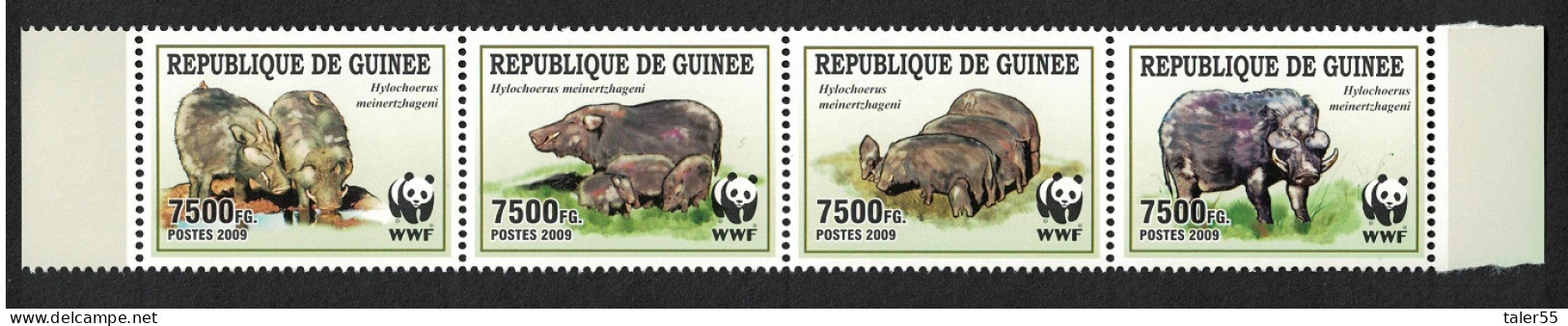 Guinea WWF Giant Forest Hog Strip Of 4v 2009 MNH MI#6714-6717 - Guinea (1958-...)