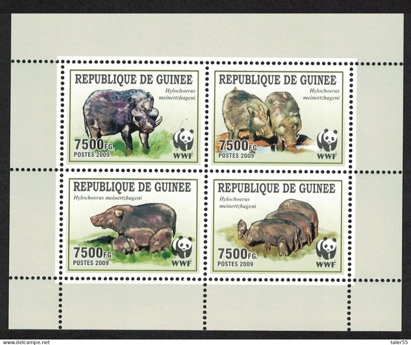 Guinea WWF Giant Forest Hog Block Of 4 2009 MNH MI#6714-6717 - Guinea (1958-...)