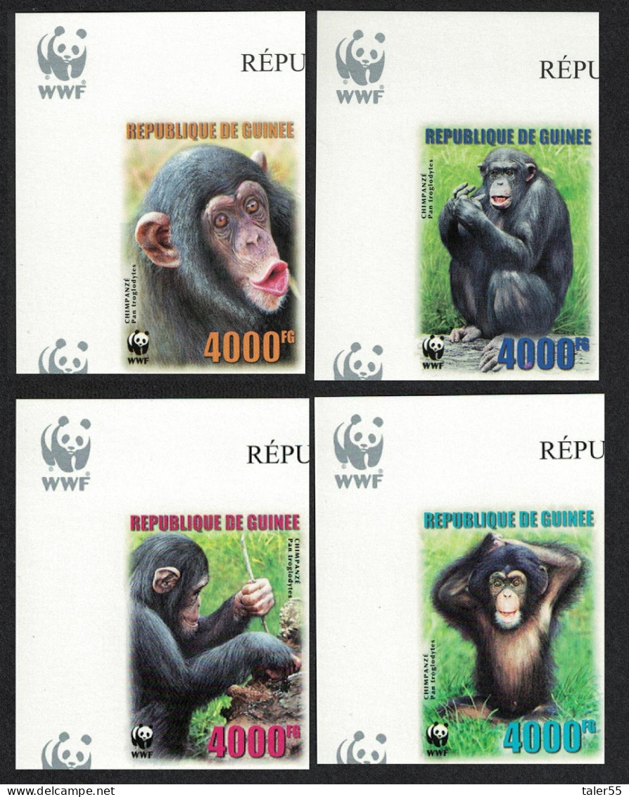 Guinea WWF Chimpanzee 4v Imperf Corners 2006 MNH MI#4222-4225 - Guinea (1958-...)