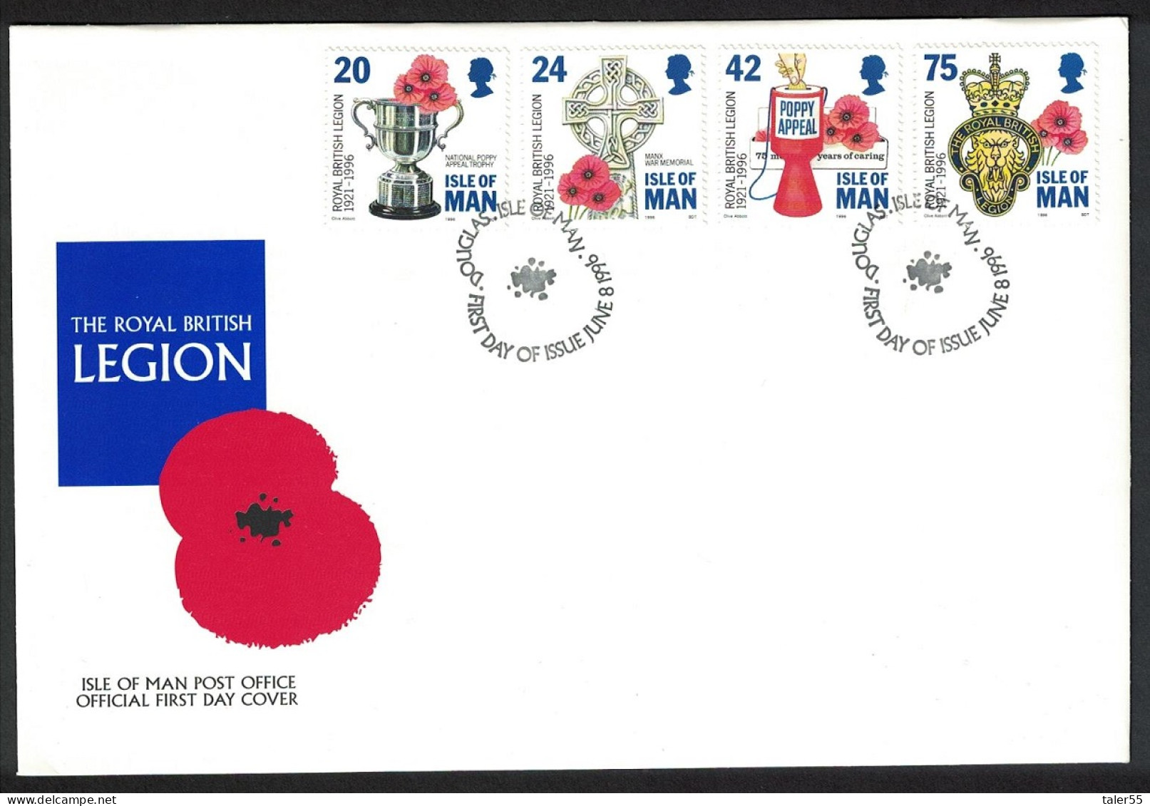 Isle Of Man 75th Anniversary Of Royal British Legion FDC 1996 SG#708-711 - Isola Di Man