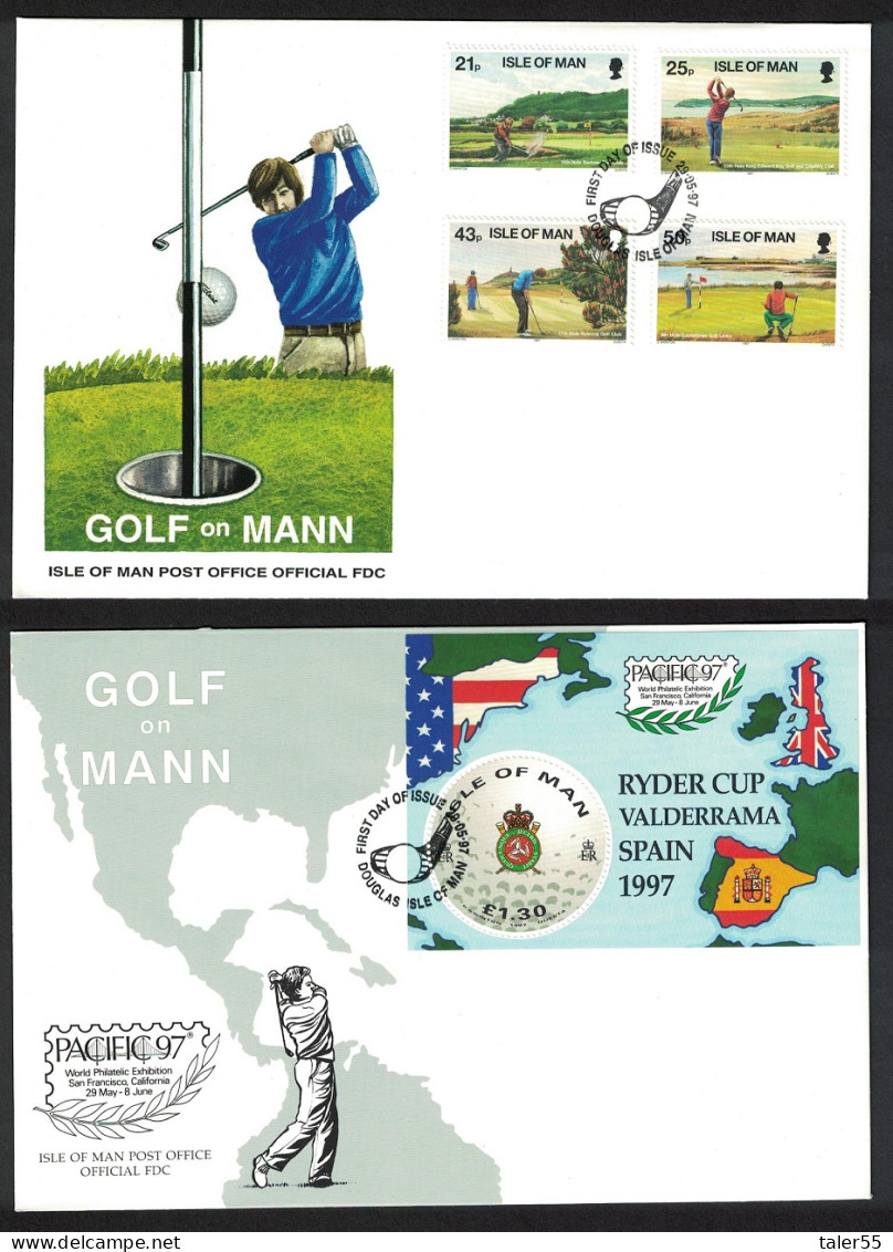 Isle Of Man Golf 4v+MS 2 FDCs 1997 SG#755-MS759 - Isola Di Man