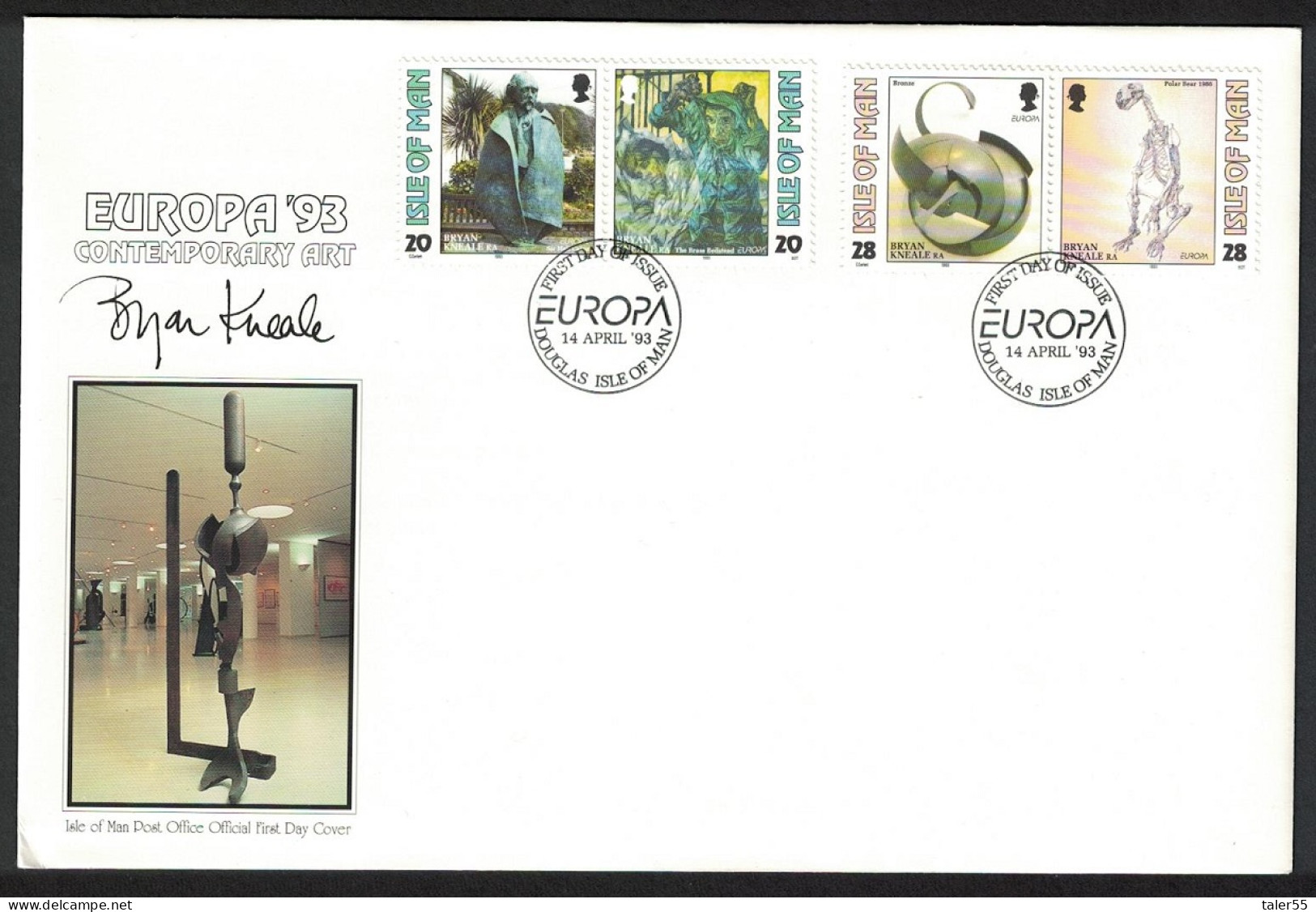 Isle Of Man Painting Statue Sculpture Europa Contemporary Art FDC 1993 SG#563-566 - Isla De Man