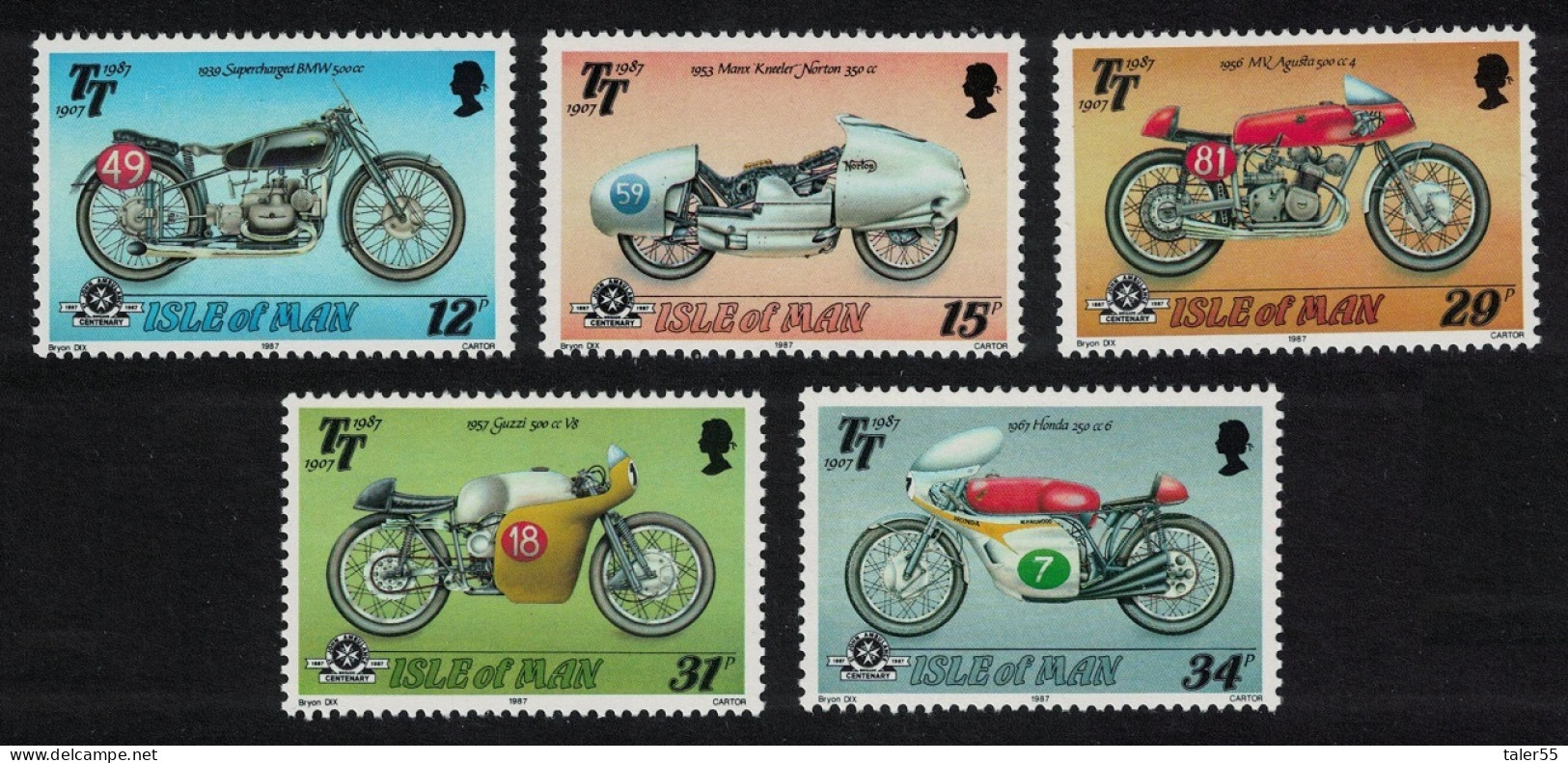 Isle Of Man Tourist Trophy Motorcycle Races 5v 1987 MNH SG#348-352 - Isla De Man