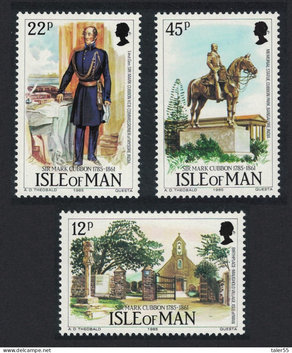 Isle Of Man Lieutenant General Sir Mark Cubbon 3v 1985 MNH SG#300-302 Sc#291-293 - Isla De Man