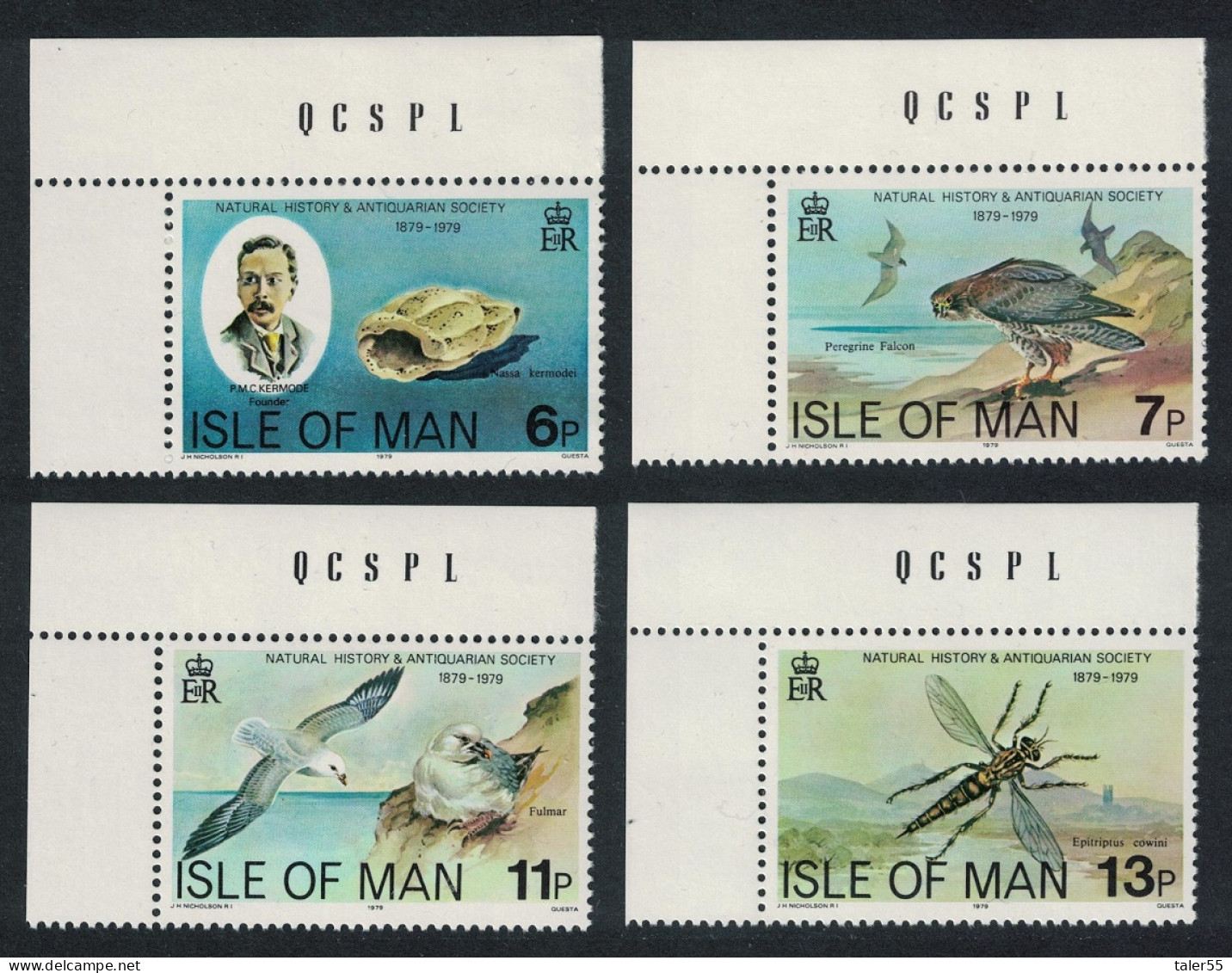 Isle Of Man Falcon Fulmar Birds Natural History Society Corners 1979 MNH SG#144-147 - Isla De Man