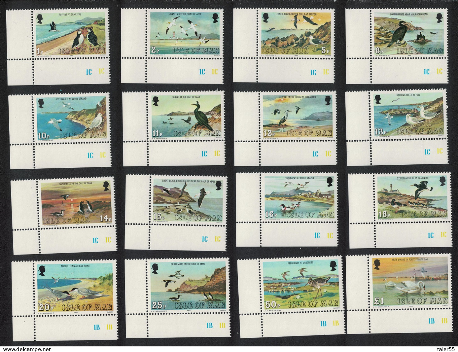 Isle Of Man Marine Birds 16v COMPLETE Corners 1983 MNH SG#232-247 Sc#224-239 - Isla De Man