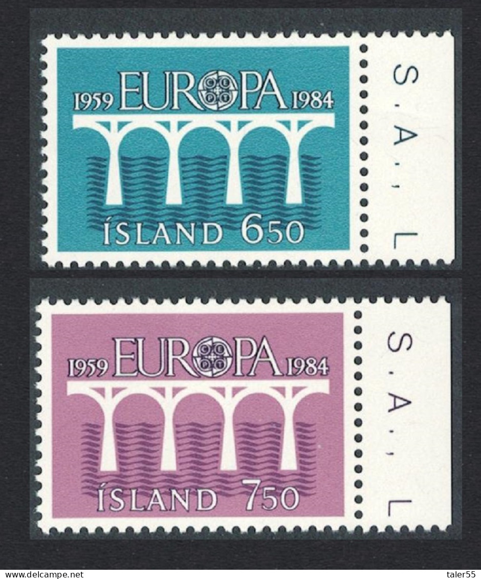 Iceland Europa CEPT 25th Anniversary 2v Right Margins 1984 MNH SG#643-644 - Neufs