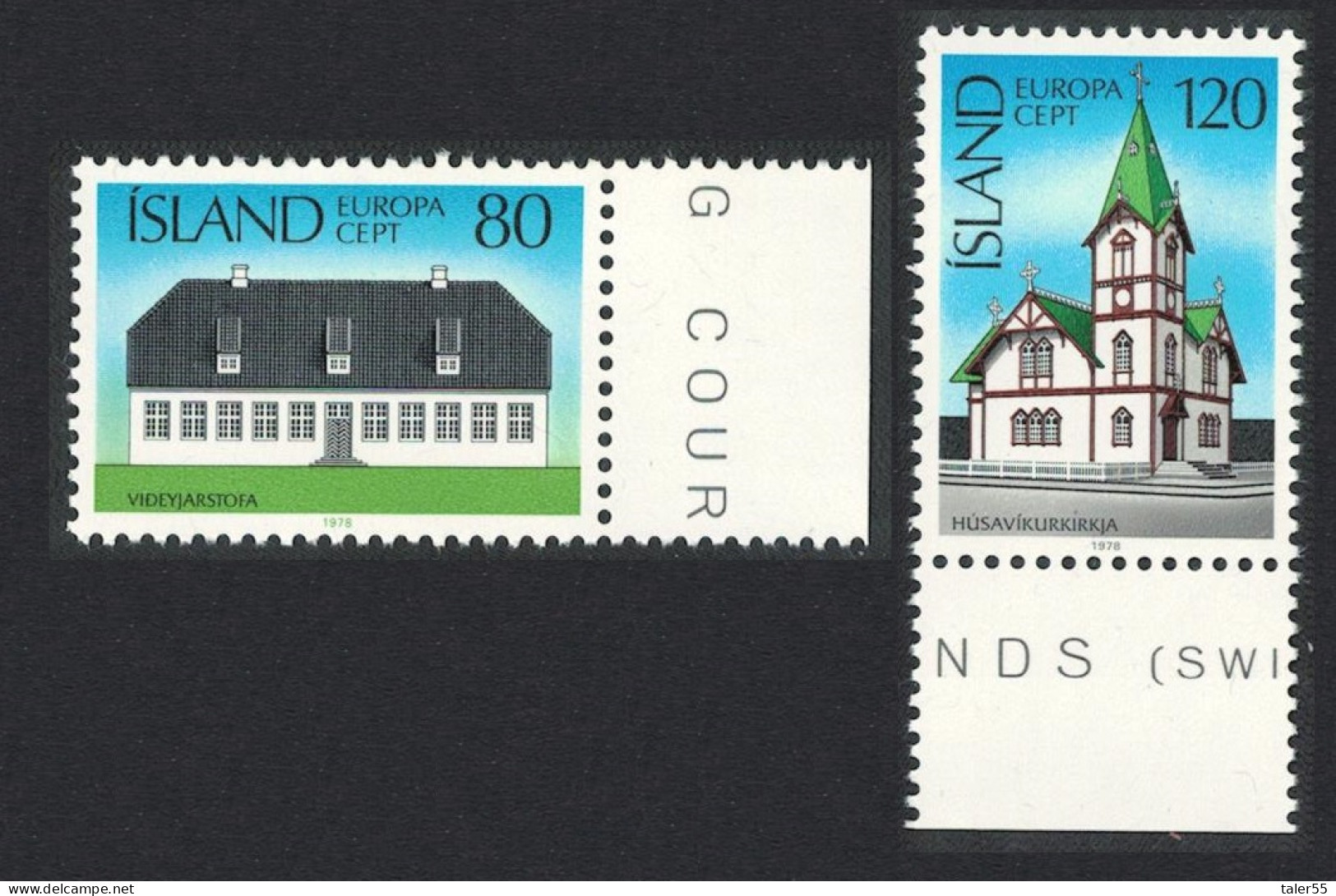 Iceland Church Mansion Europa 2v Margins 1978 MNH SG#561-562 - Unused Stamps
