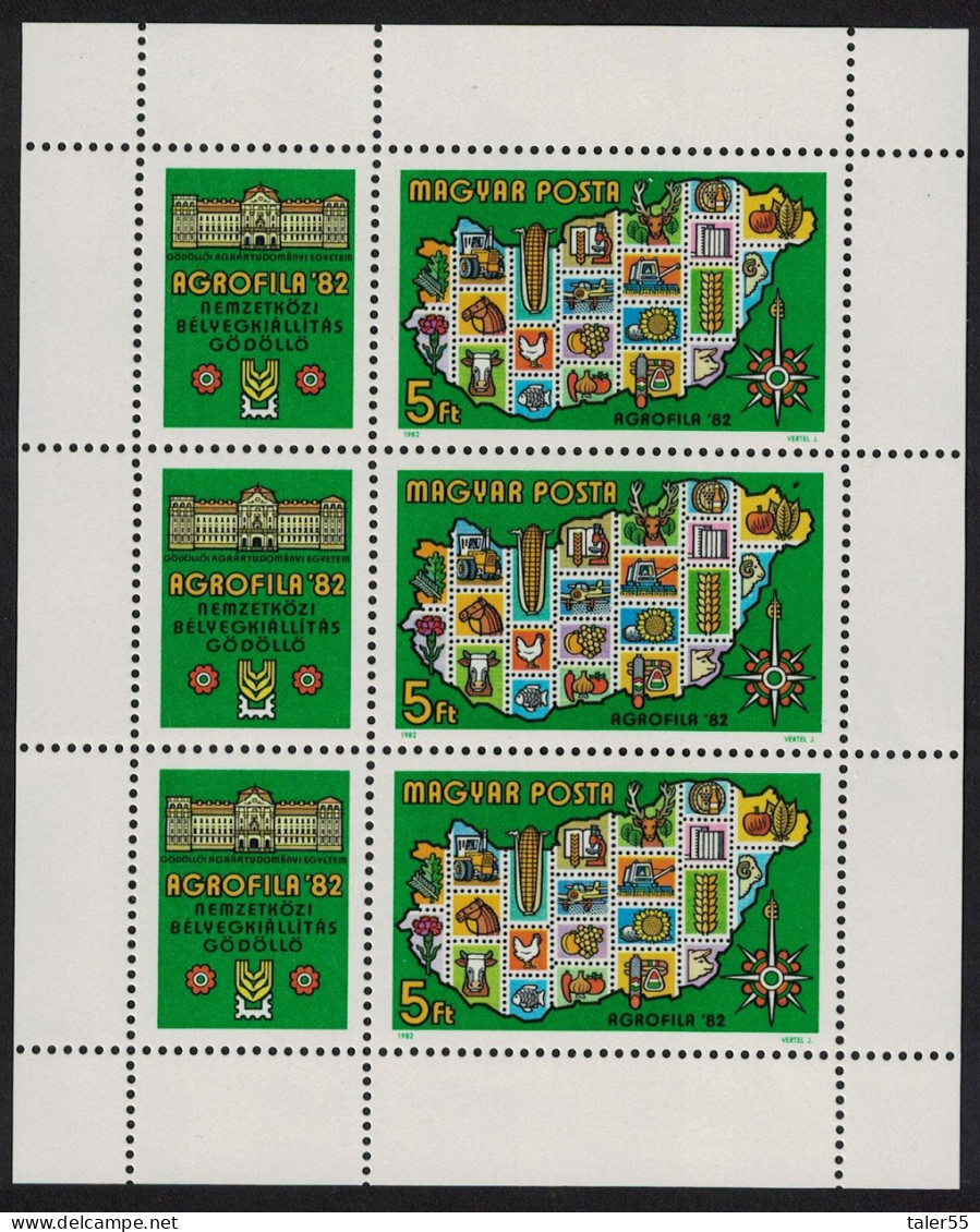 Hungary Agrofila '82 Stamp Exhibition Godollo Sheetlet 1982 MNH SG#3458 - Neufs