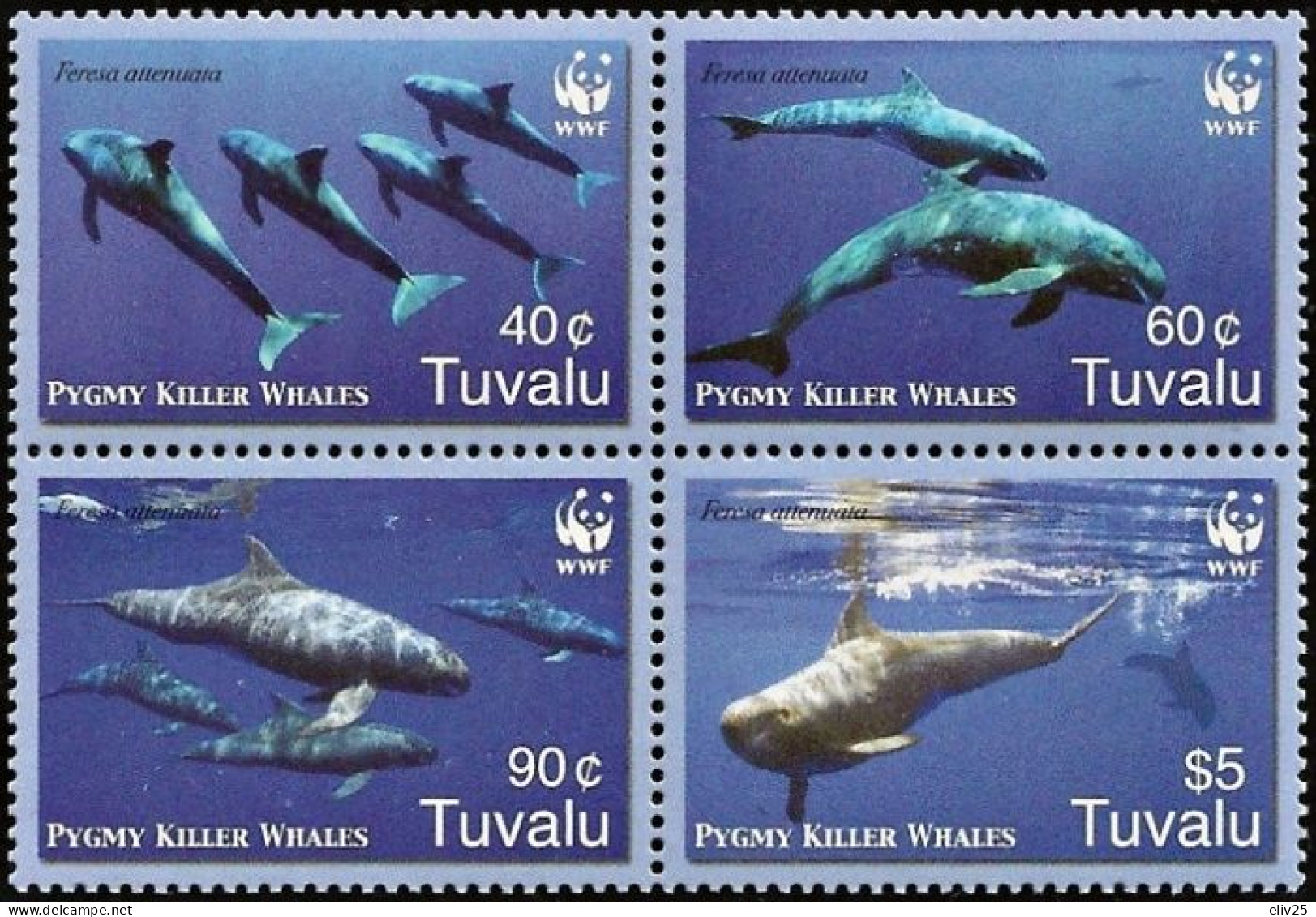 Tuvalu 2006, WWF Pygmy Killer Whale - Block Of 4 V. MNH - Tuvalu