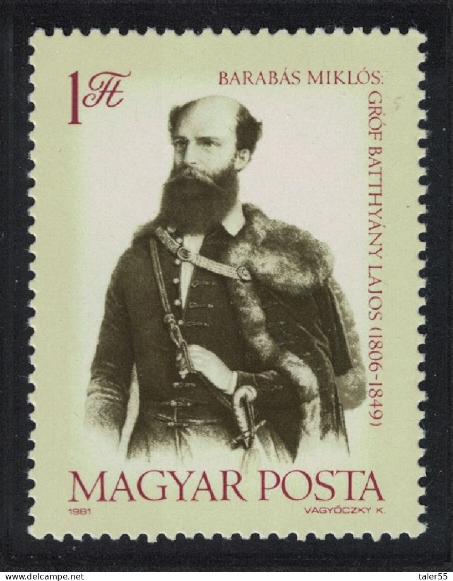 Hungary 175th Birth Anniversary Of Lajos Batthyany Politician 1981 MNH SG#3358 - Neufs