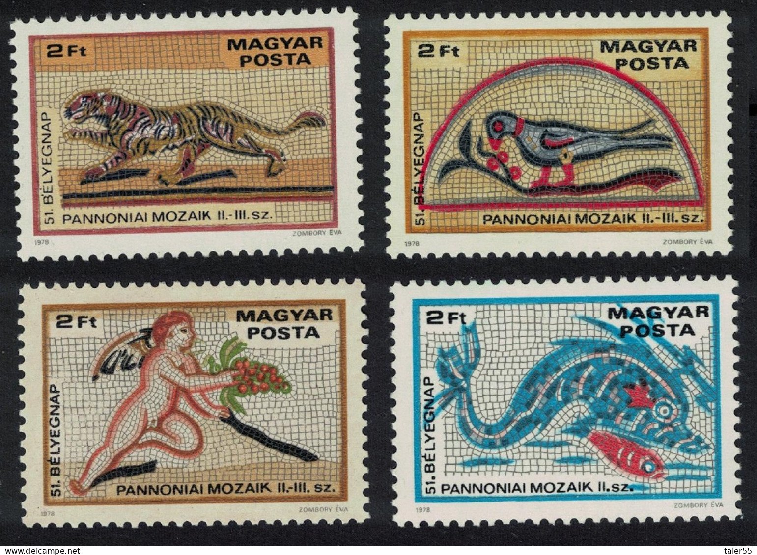 Hungary Roman Mosaics Stamp Day 4v 1978 MNH SG#3205-3208 - Ungebraucht