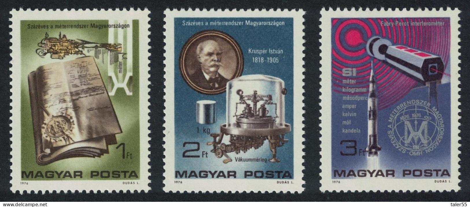 Hungary Introduction Of Metric System Into Hungary 3v 1976 MNH SG#3030-3032 MI#3115A-3117A - Ungebraucht