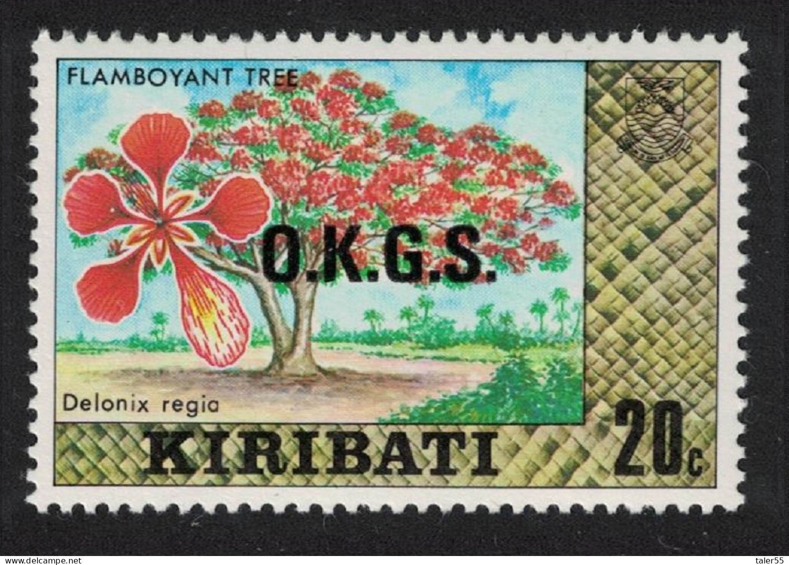 Kiribati Flamboyant Tree 20c Overprint 'O.K.G.S.' 1980 MNH SG#128 - Kiribati (1979-...)