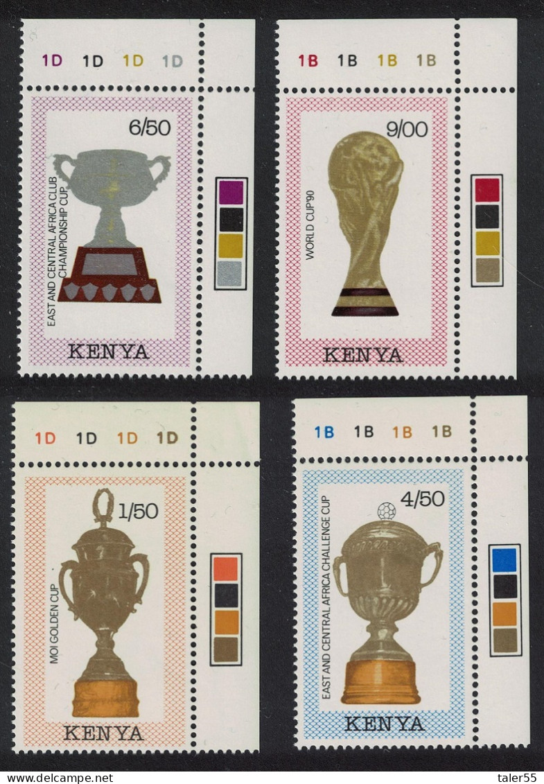 Kenya World Cup Football Trophies 4v Corners 1990 MNH SG#530-533 - Kenia (1963-...)