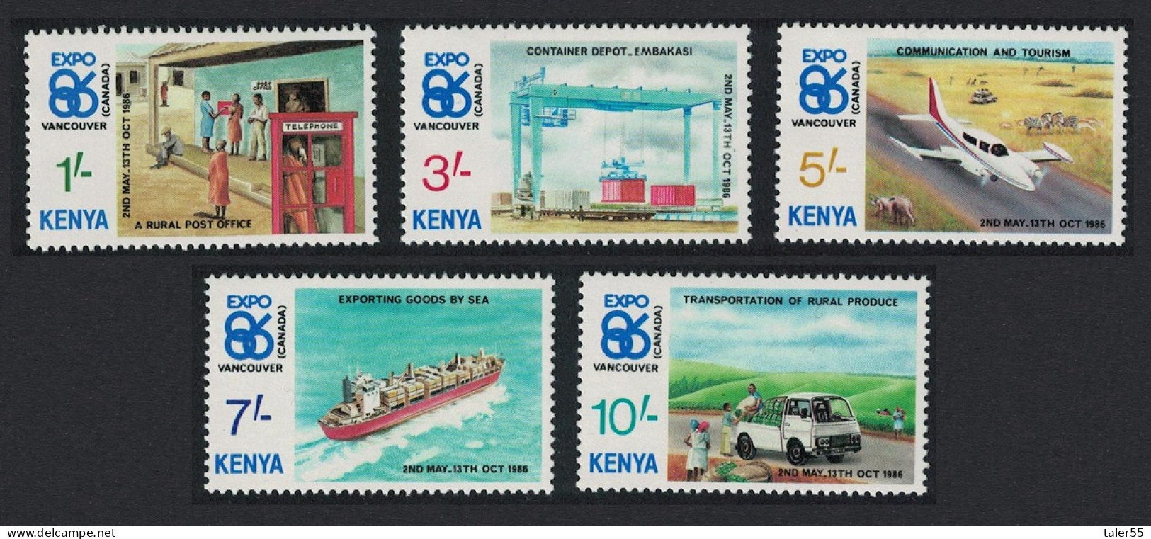 Kenya Airplanes Ships 'Expo '86' World Fair Vancouver 5v 1986 MNH SG#385-389 - Kenia (1963-...)