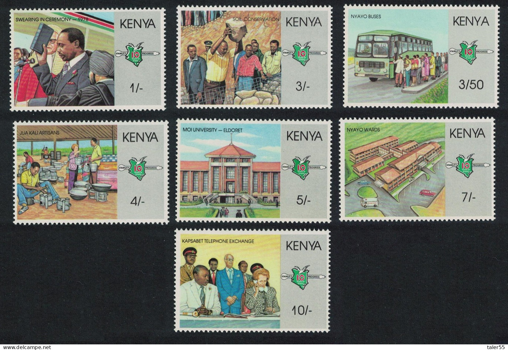 Kenya 10th Anniversary Of 'Nyayo' Era 7v 1988 MNH SG#479-485 - Kenia (1963-...)