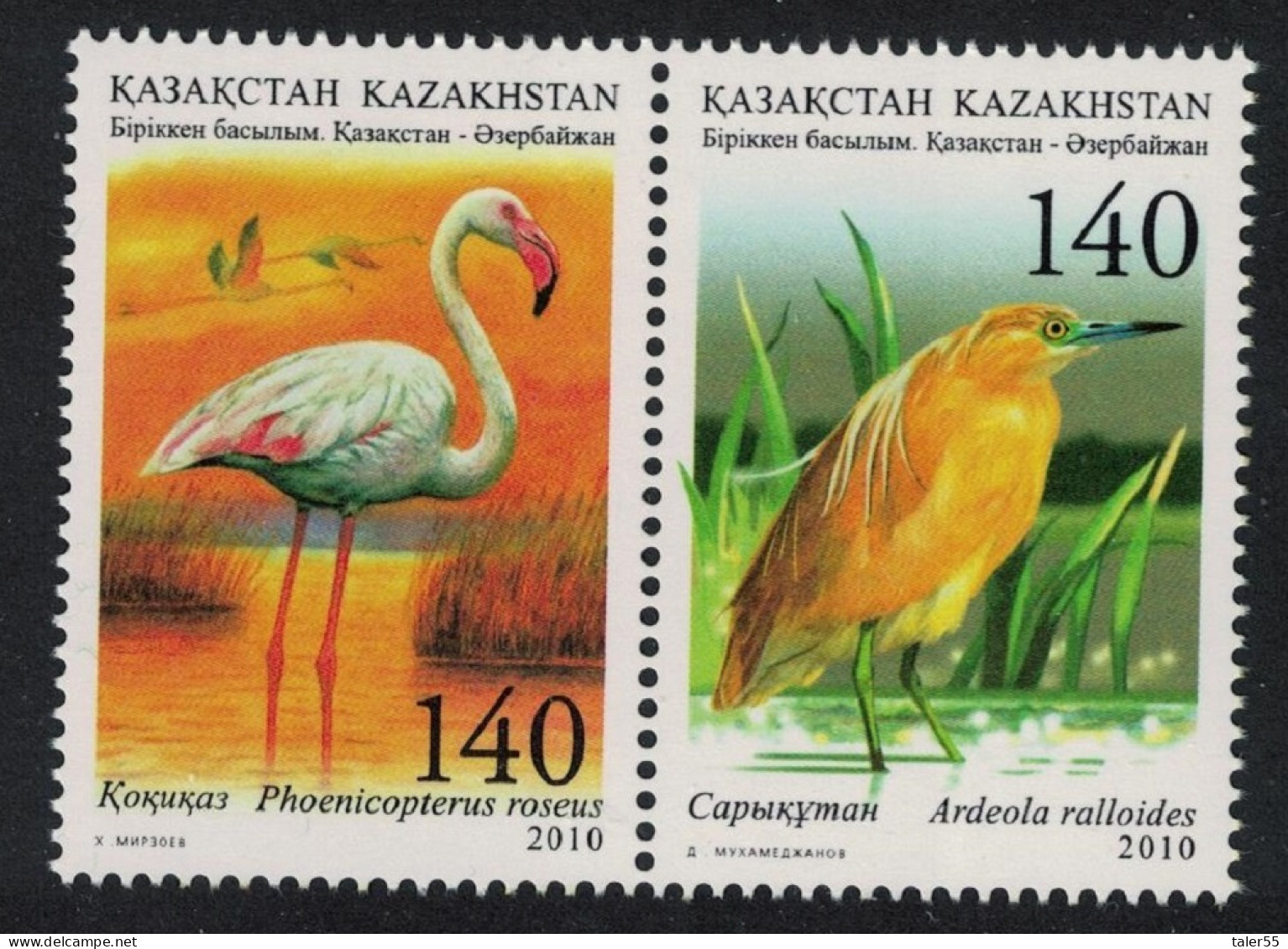 Kazakhstan Flamingo Heron Birds Ecology Of Caspian Sea 2v Pair 2010 MNH SG#643-644 - Kazakhstan