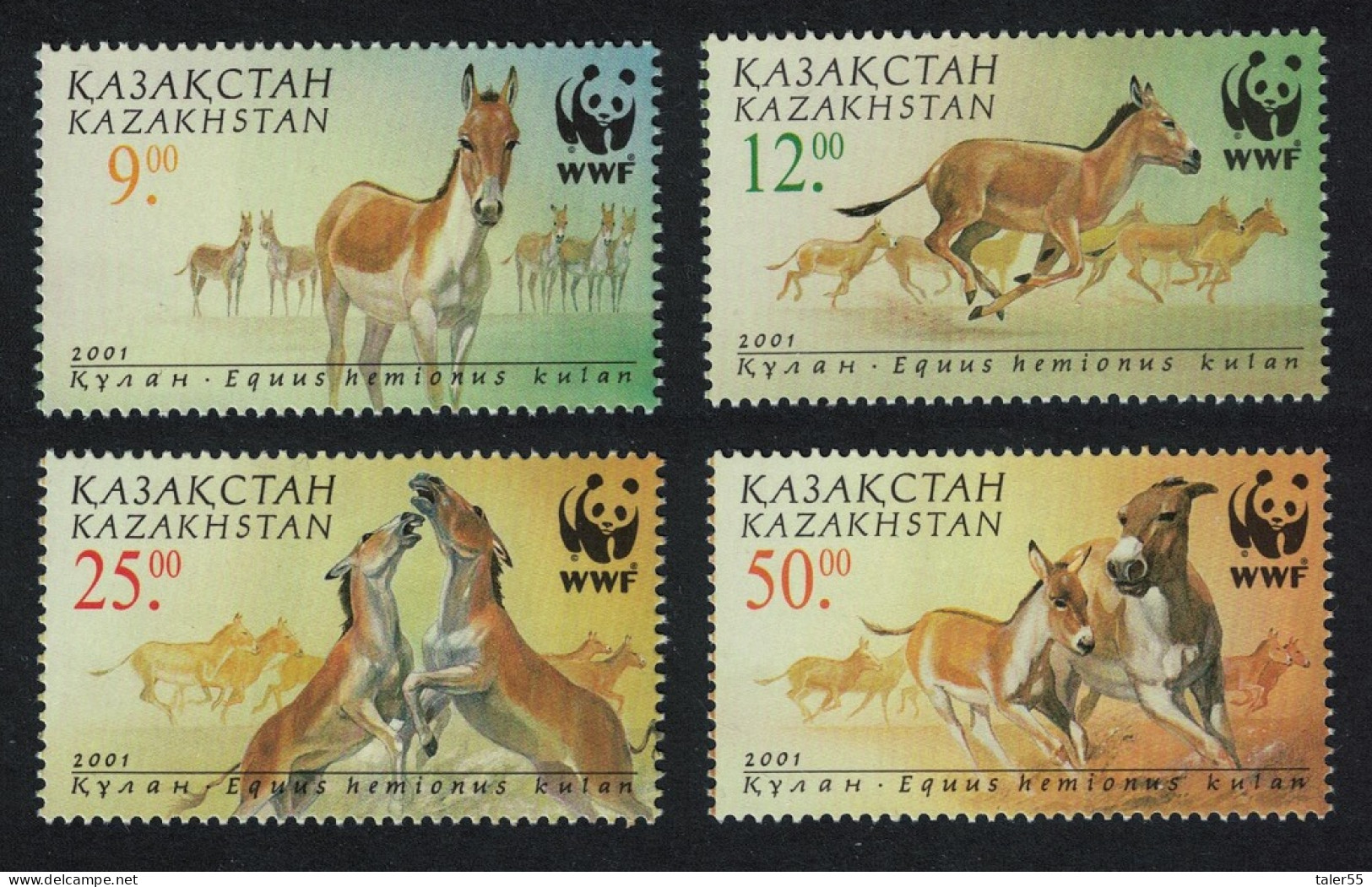 Kazakhstan WWF Kulan Horses Animals Fauna 4v 2001 MNH SG#332-335 MI#345-348 Sc#344-347 - Kazajstán