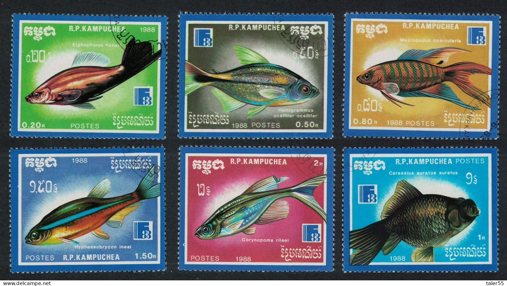 Kampuchea Tropical Fish 6v 1988 CTO SG#907-912 - Kampuchea