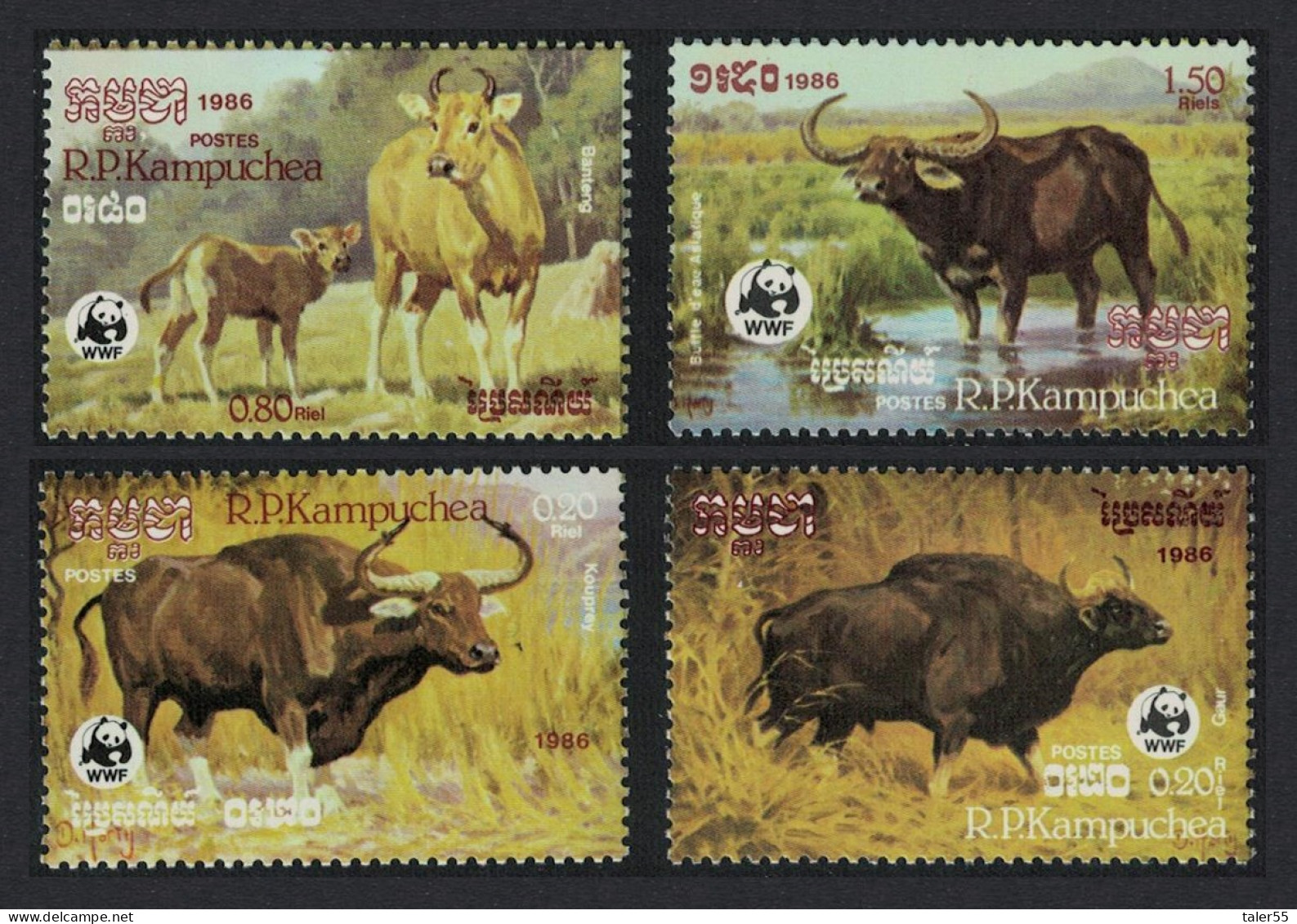 Kampuchea WWF Cambodian Cattle 4v 1986 MNH SG#781-784 MI#823-826 Sc#745-748 - Kampuchea