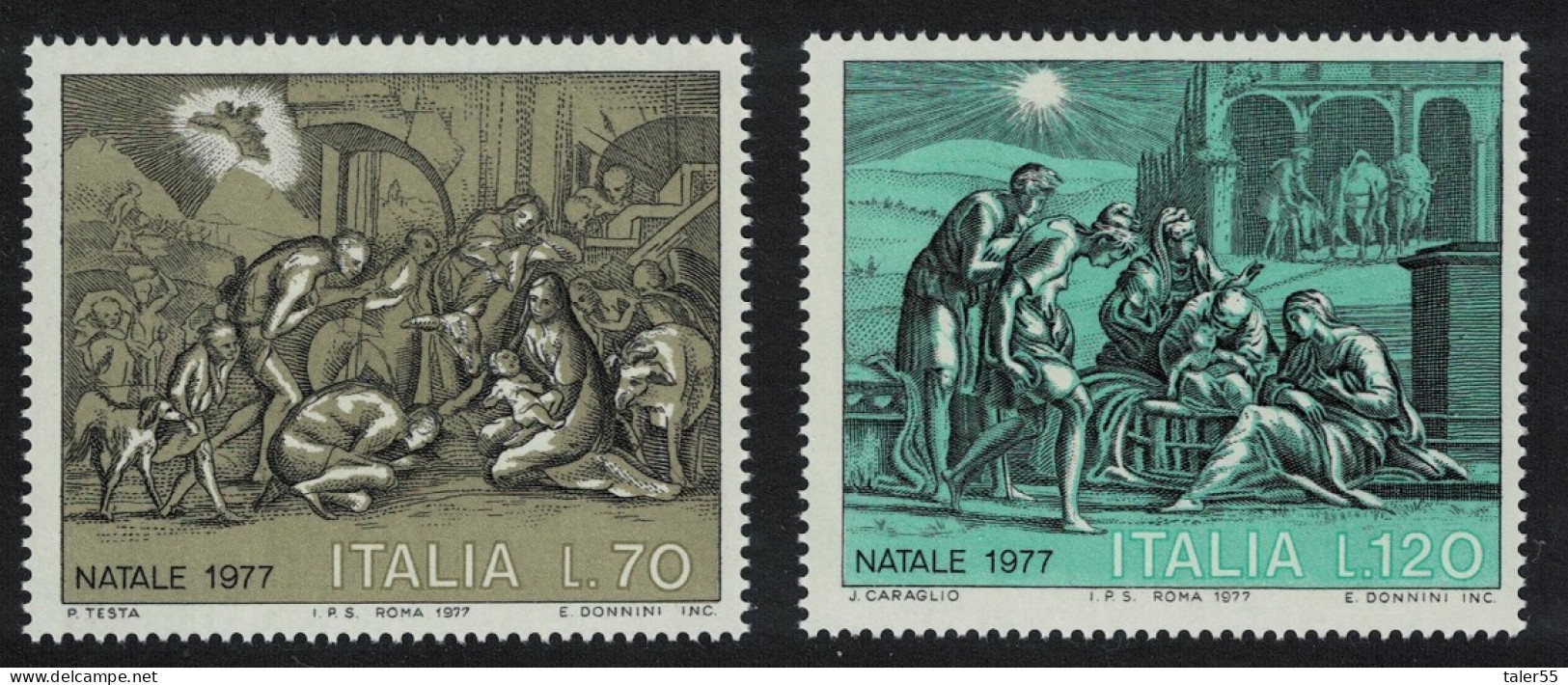 Italy 'Adoration Of The Shepherds' By P Testa Christmas 2v 1977 MNH SG#1539-1549 - 1971-80: Nieuw/plakker