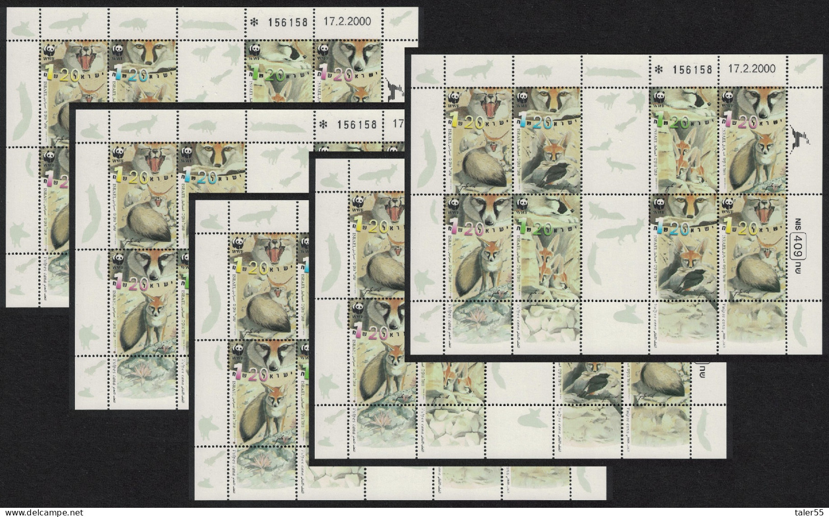 Israel WWF Blanford's Fox 5 Sheetlets [A] 2000 MNH SG#1482-1485 MI#1555-1558 Sc#1401-1404 - Altri & Non Classificati