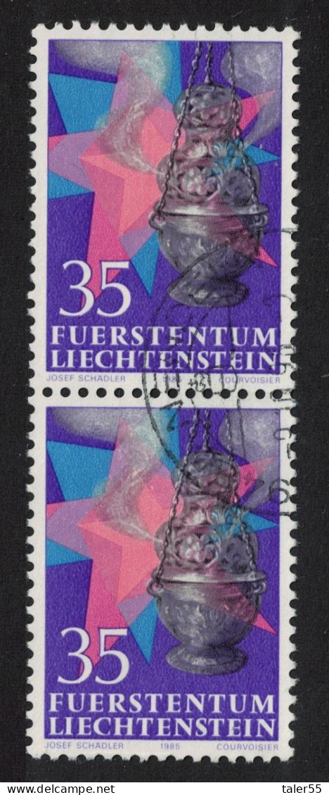 Liechtenstein Frankincense Christmas 35r Pair 1985 Canc SG#880 - Used Stamps
