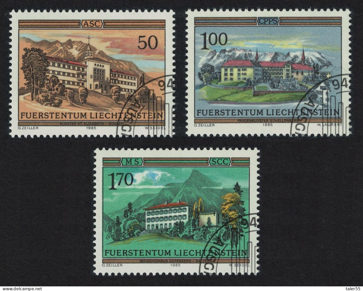 Liechtenstein Monasteries 3v 1985 CTO SG#863-865 - Gebraucht