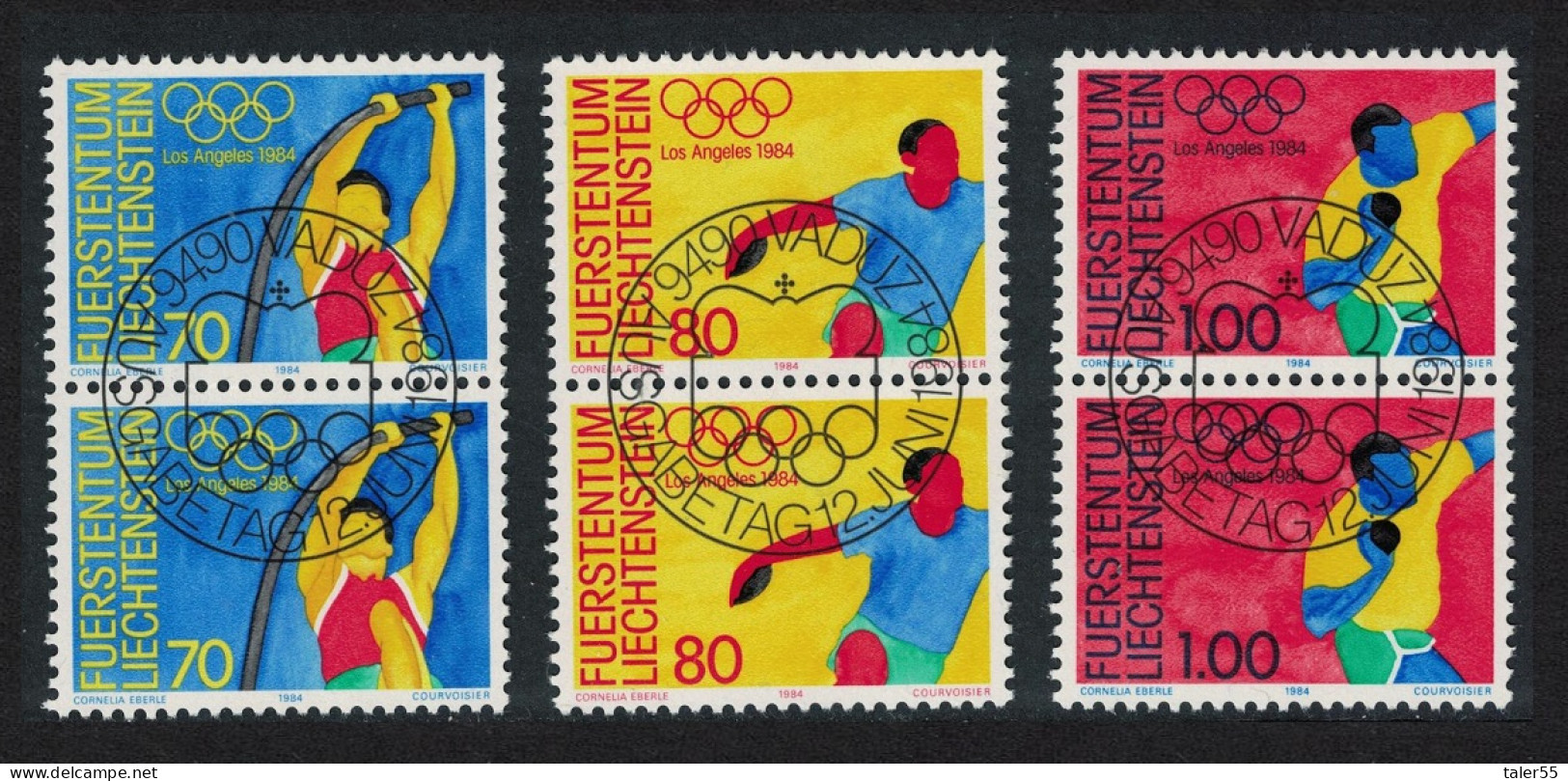 Liechtenstein Olympic Games Los Angeles 3v Pairs 1984 CTO SG#841-843 - Used Stamps