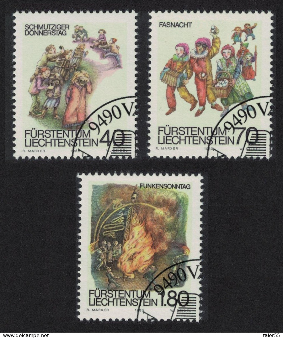 Liechtenstein Shrovetide And Lent Customs 3v 1983 CTO SG#813-815 - Used Stamps