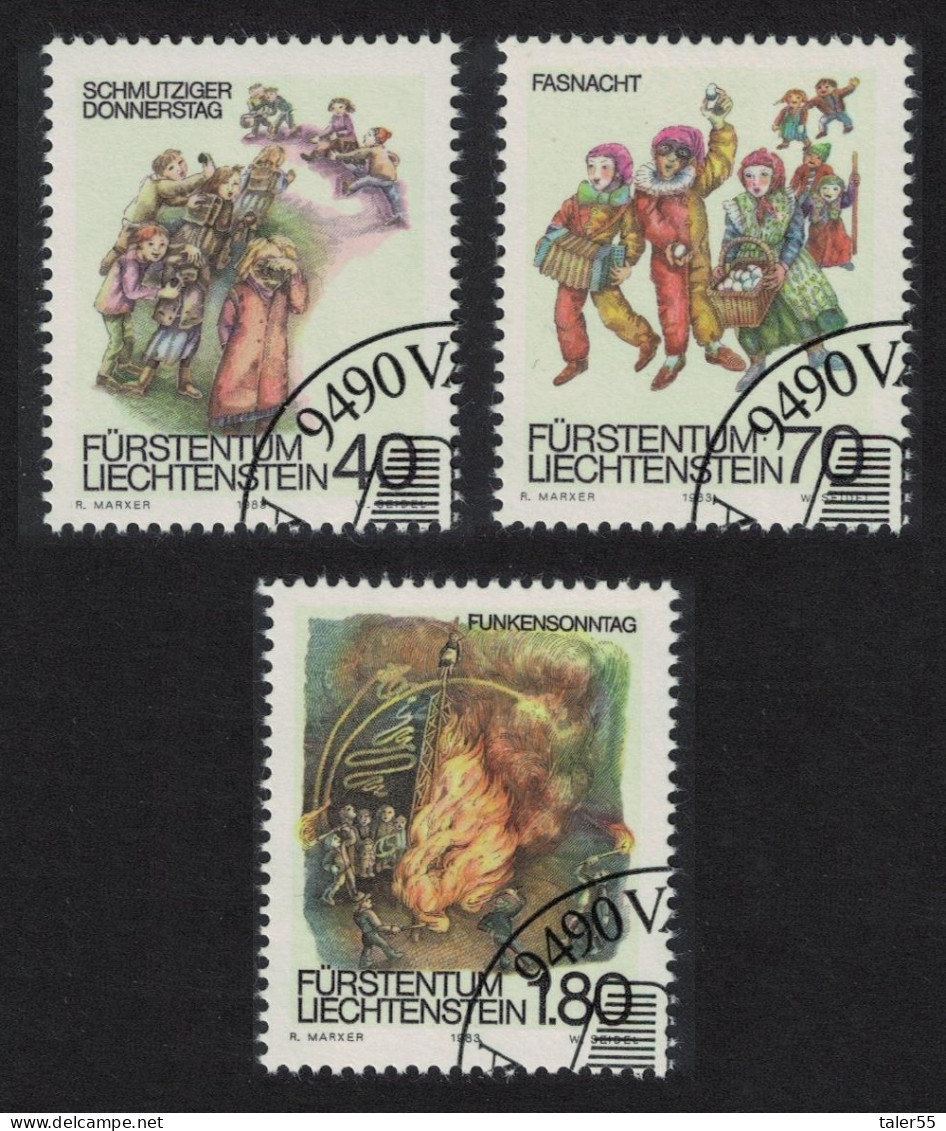Liechtenstein Shrovetide And Lent Customs 3v 1983 CTO SG#813-815 - Usados