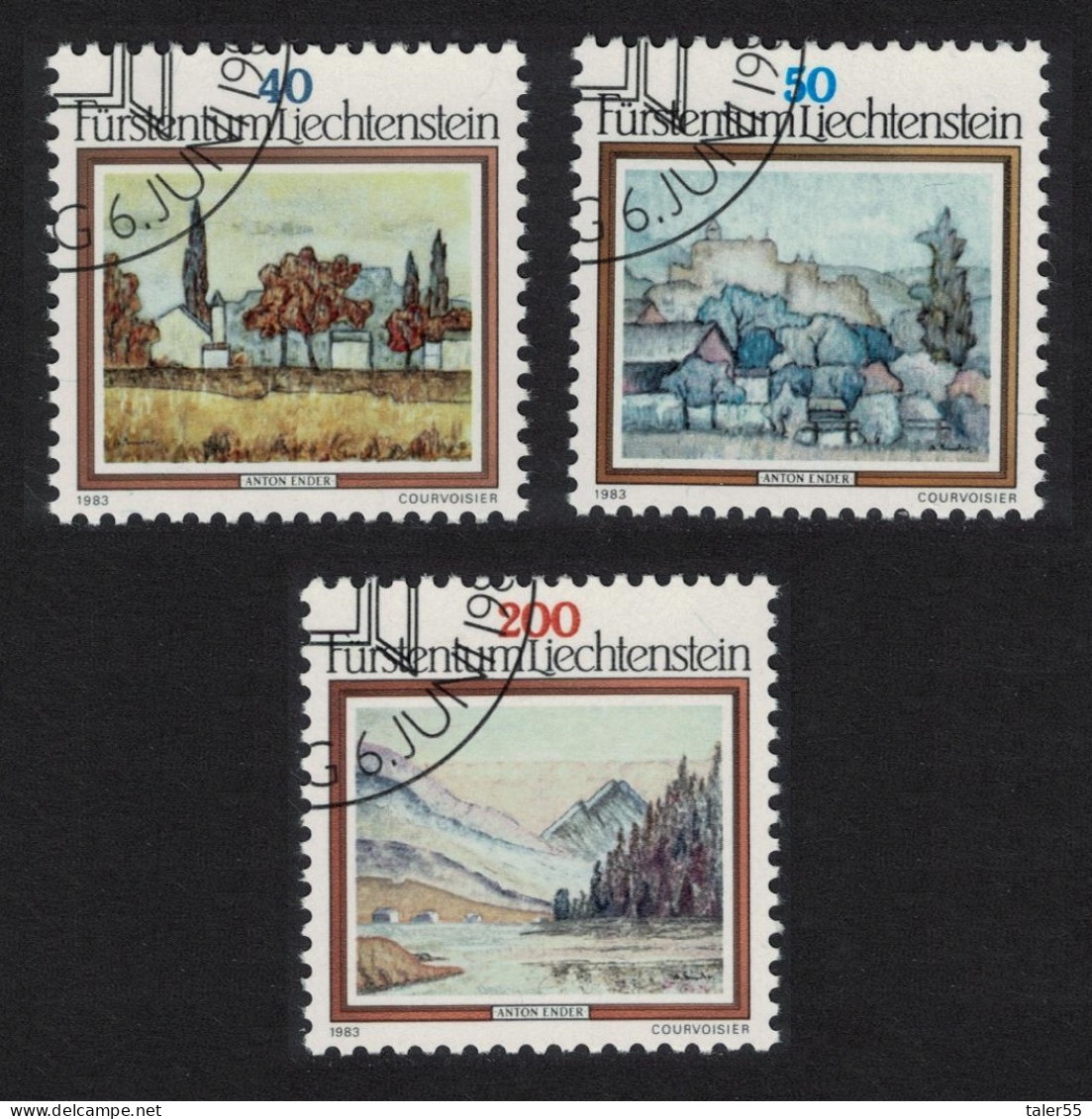 Liechtenstein Landscape Paintings By Anton Ender 3v 1983 CTO SG#820-822 - Used Stamps