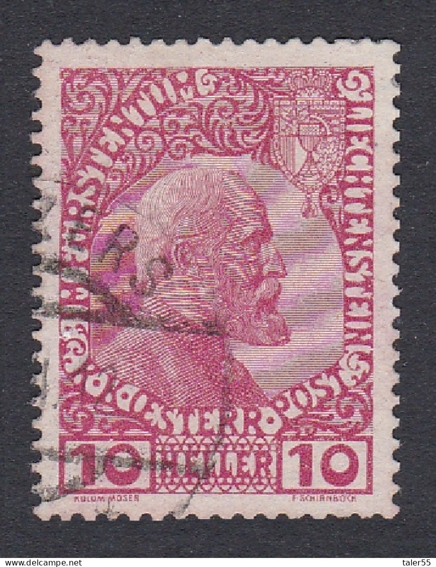 Liechtenstein Prince Johann II 10 Heller 1915 Canc SG#2 Sc#2a - Used Stamps