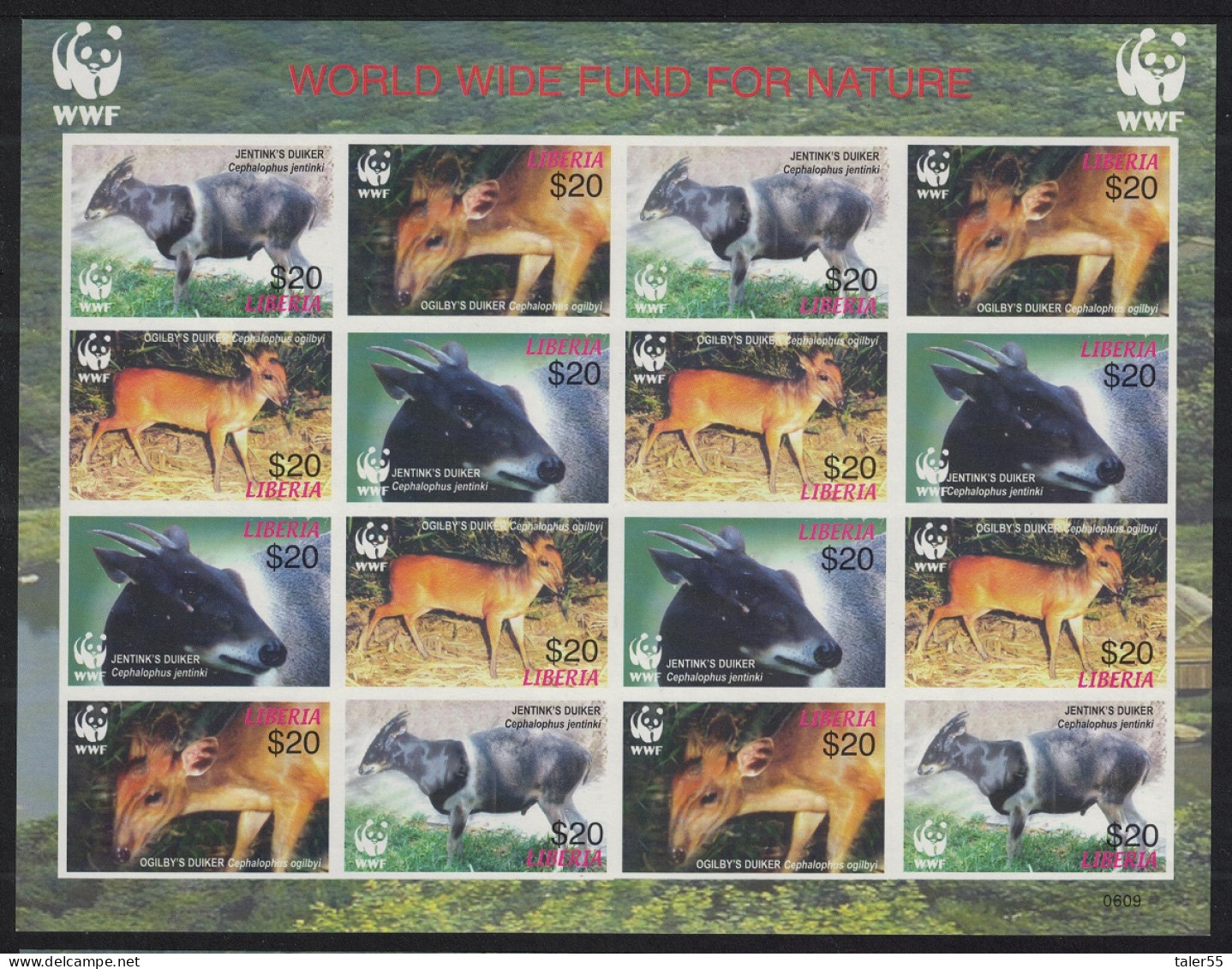 Liberia WWF Duikers Imperf Sheetlet Of 4 Sets 2005 MNH MI#5100B-5103B Sc#2370 A-d - Liberia