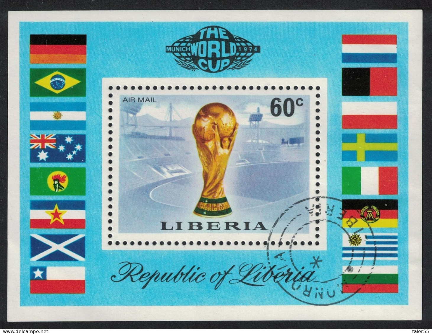 Liberia World Cup Football Championship MS 1974 CTO SG#MS1209 Sc#C203 - Liberia