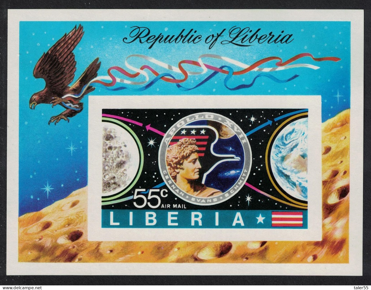 Liberia Moon Flight Of 'Apollo 17' MS Imperforated 1973 MNH SG#MS1148 Sc#C196 - Liberia