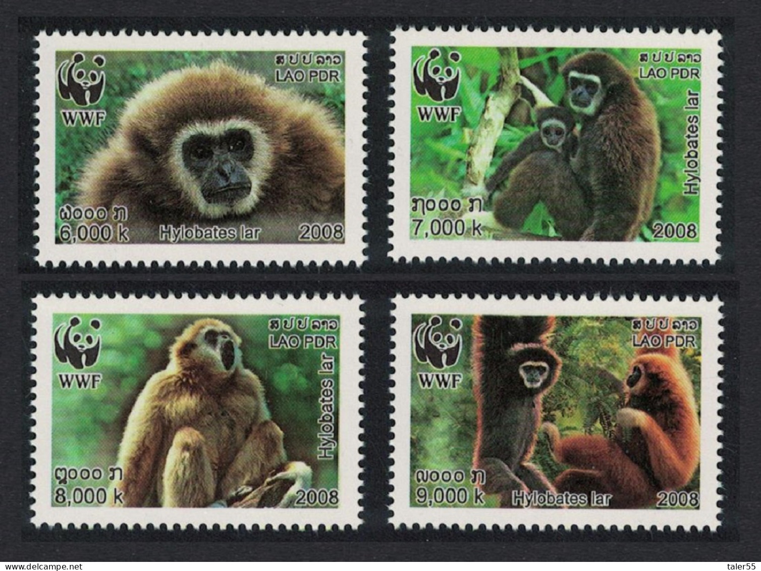 Laos WWF White-handed Gibbon 4v 2008 MNH SG#2021-2024 MI#2062-2065 Sc#1738a-d - Laos