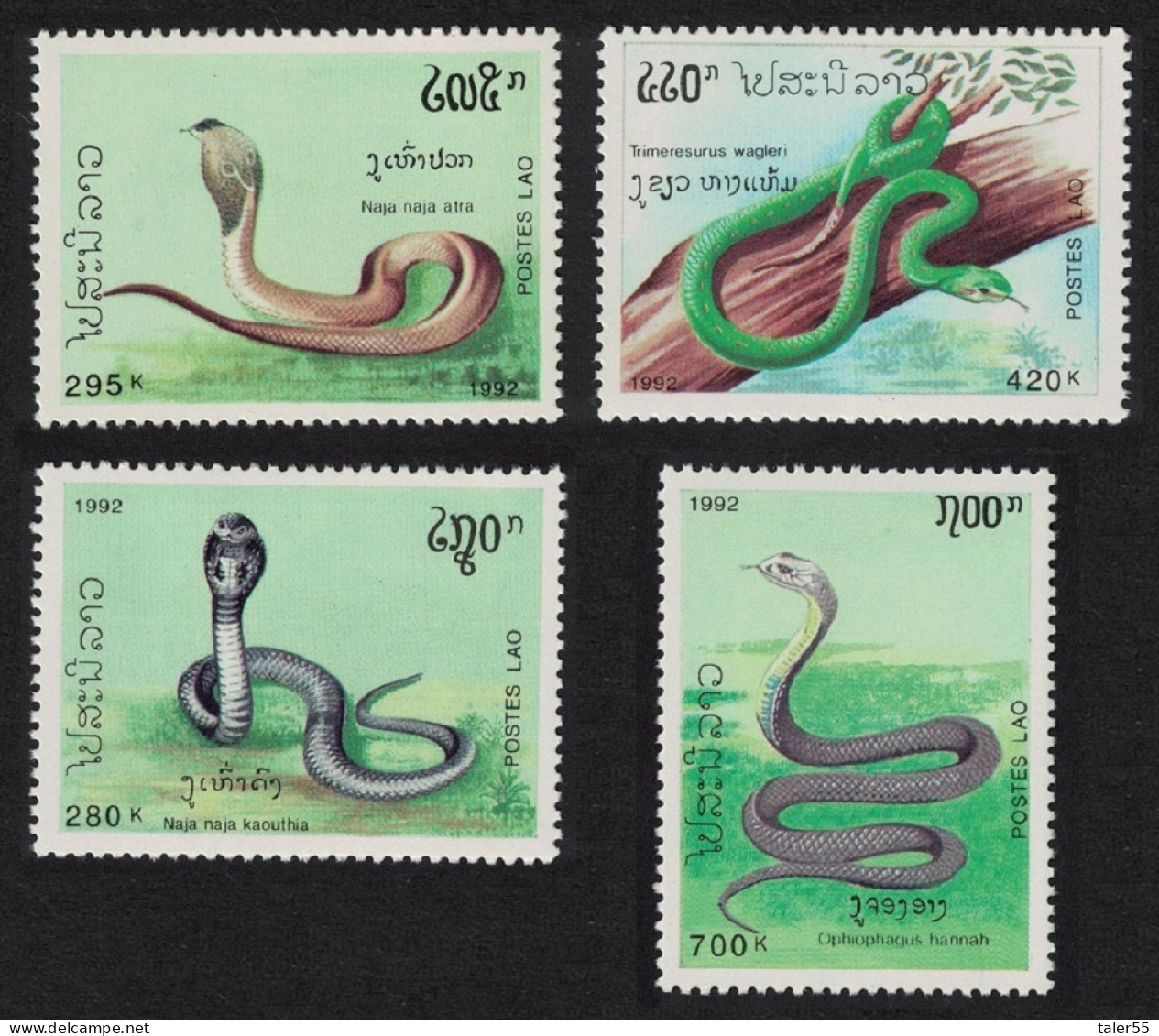 Laos Snakes 4v 1992 MNH SG#1298-1301 Sc#1118-1121 - Laos