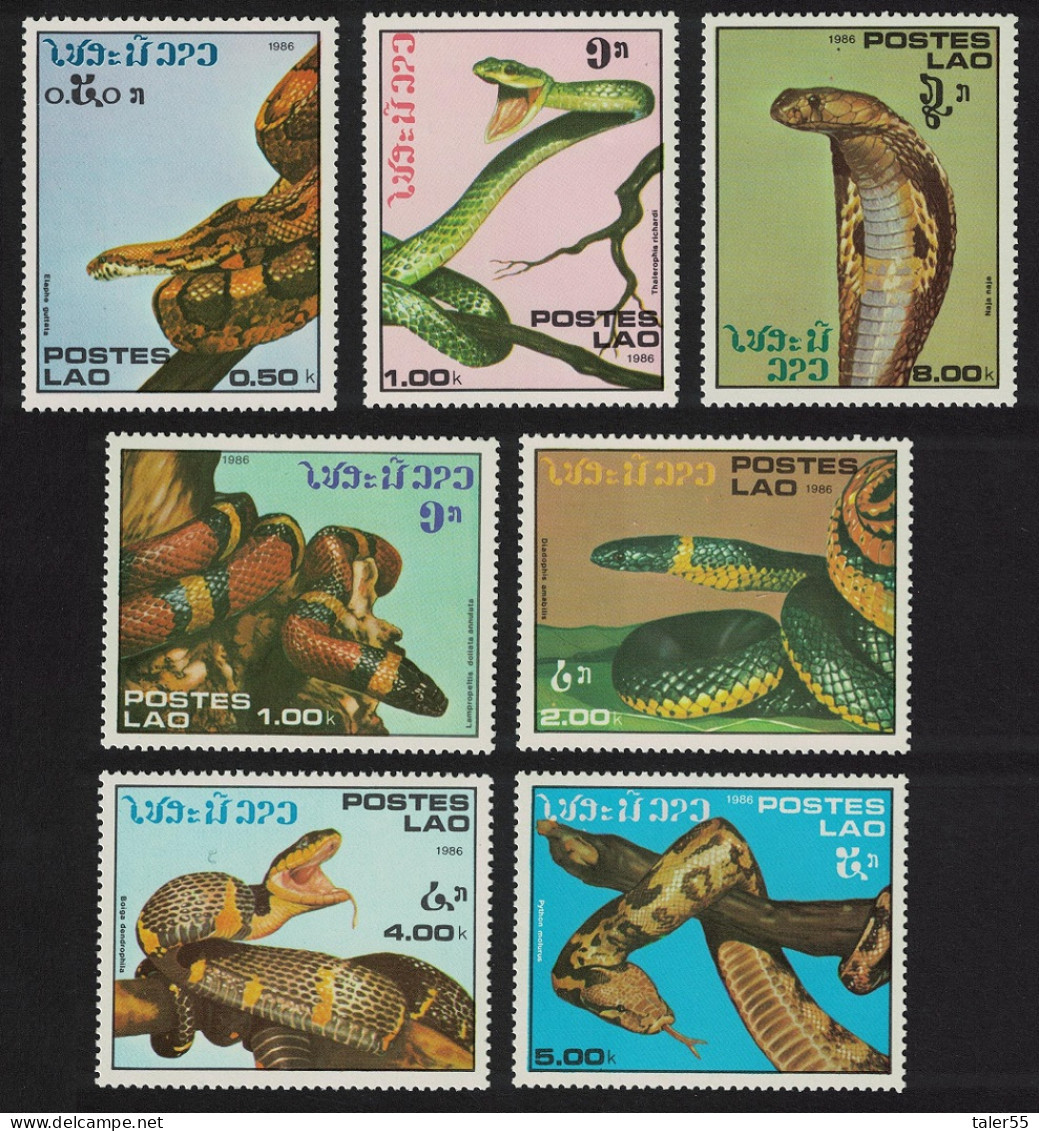 Laos Cobra Python Snakes 7v 1986 MNH SG#915-921 Sc#722-728 - Laos