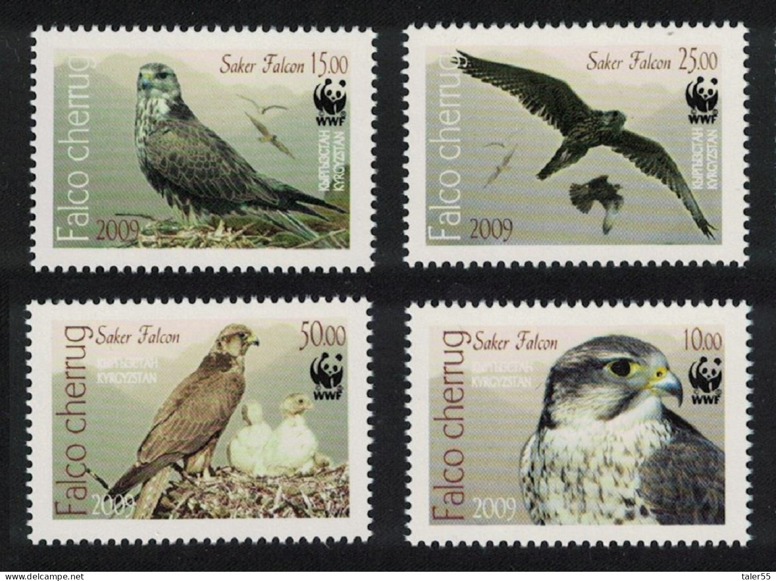 Kyrgyzstan WWF Saker Falcon Birds Endangered Species 4v 2009 MNH SG#430-433 - Kirgisistan