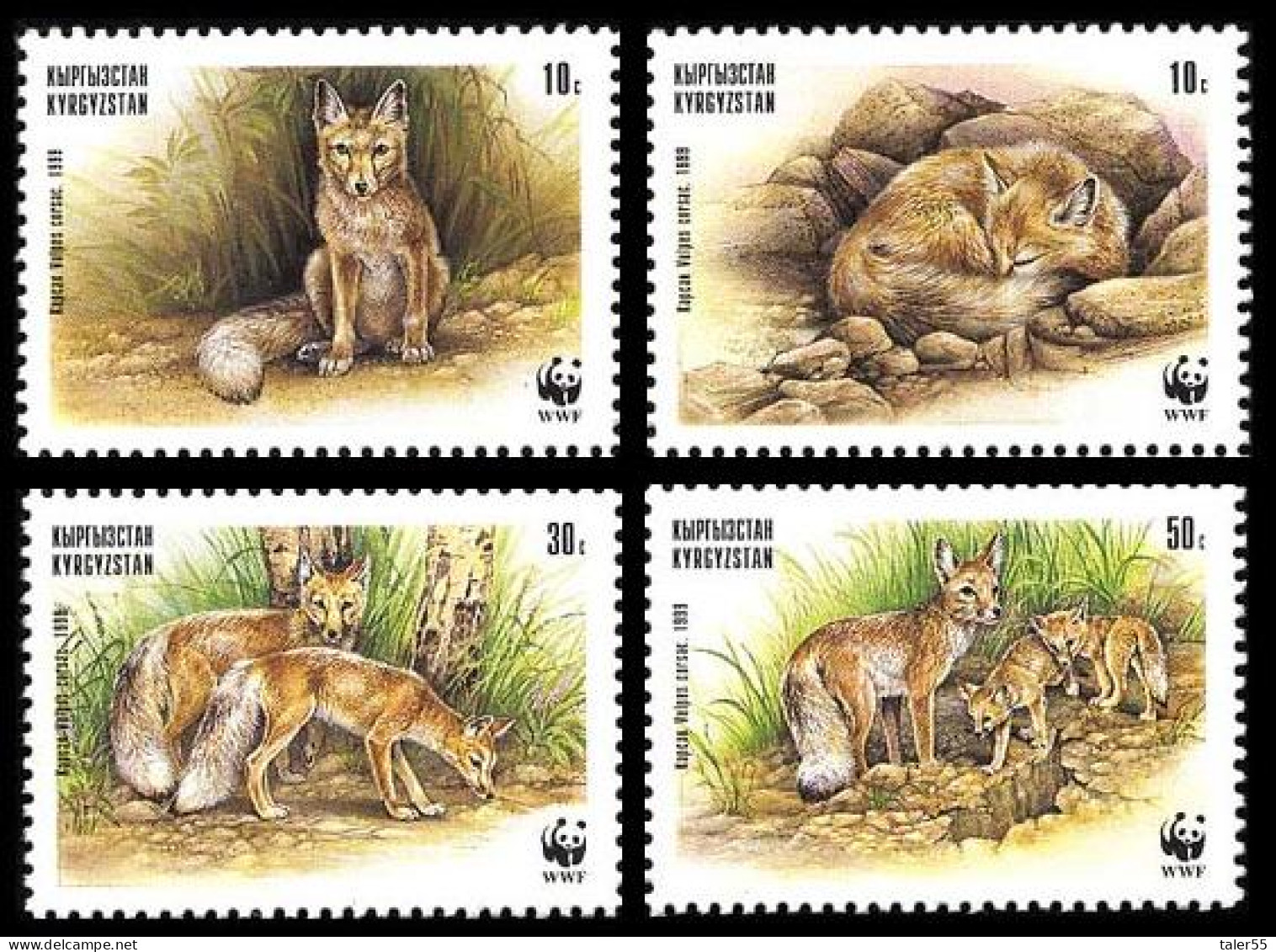 Kyrgyzstan WWF Corsac Fox 4v 1999 MNH SG#167-170 MI#168-171 Sc#122 A-d - Kyrgyzstan