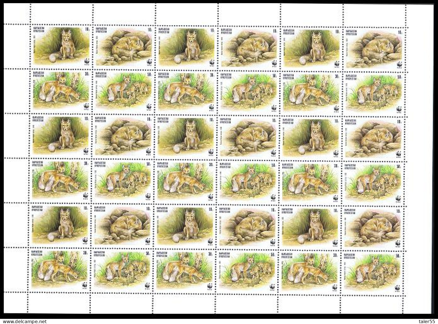 Kyrgyzstan WWF Corsac Fox Sheet 1999 MNH SG#167-170 MI#168-171 Sc#122 A-d - Kirghizistan