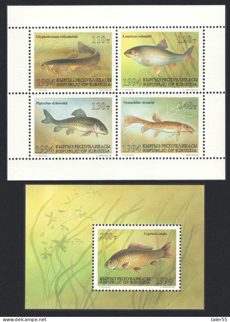 Kyrgyzstan Fish Sheetlet Of 4v+MS 1994 MNH SG#43-MS47 MI#44-47+Block 5 Sc#51a-52 - Kirgisistan
