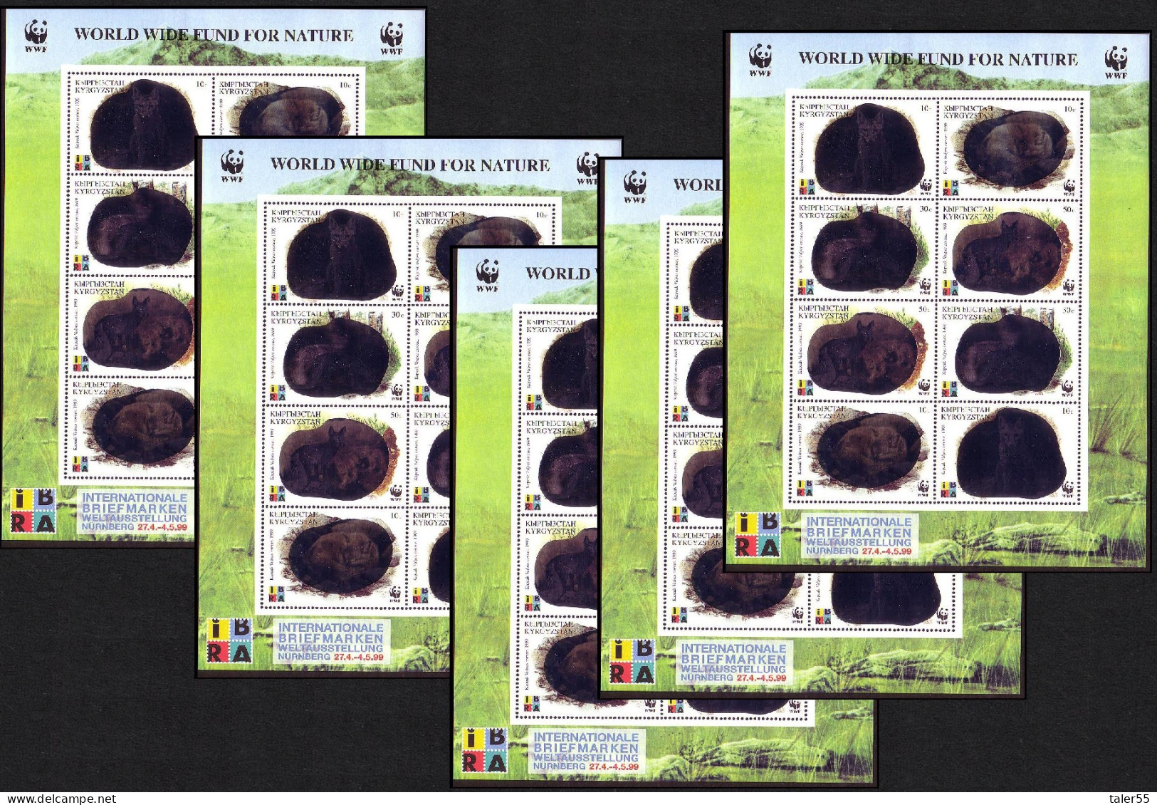 Kyrgyzstan WWF Corsac Fox Holographic Stamps 5 Sheetlets [A] 1999 MNH SG#163-166 MI#172-175 Sc#123 A-d - Kirgisistan