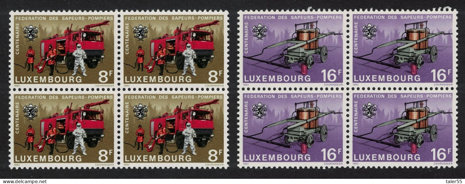 Luxembourg Fire Brigades 2v Blocks Of 4 1983 MNH SG#1102-1103 MI#1068-1069 - Unused Stamps