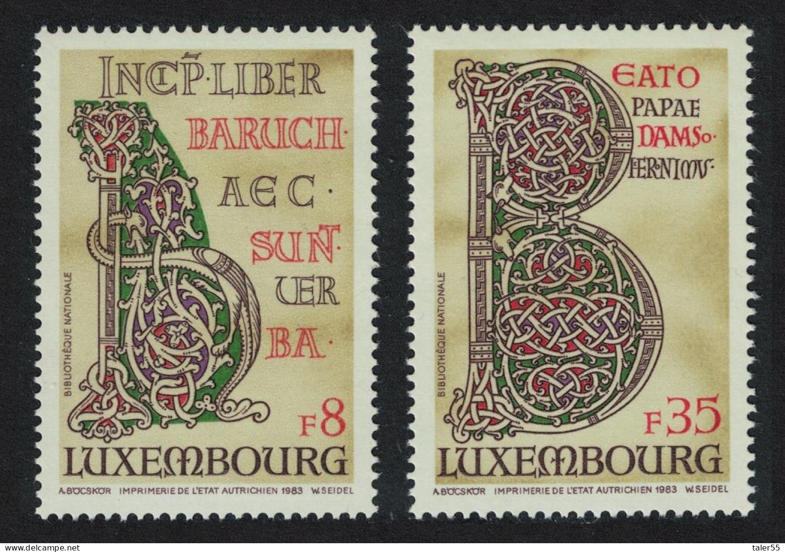 Luxembourg Echternach Abbey Giant Bible 2v 1983 MNH SG#1110-1111 MI#1076-1077 - Unused Stamps