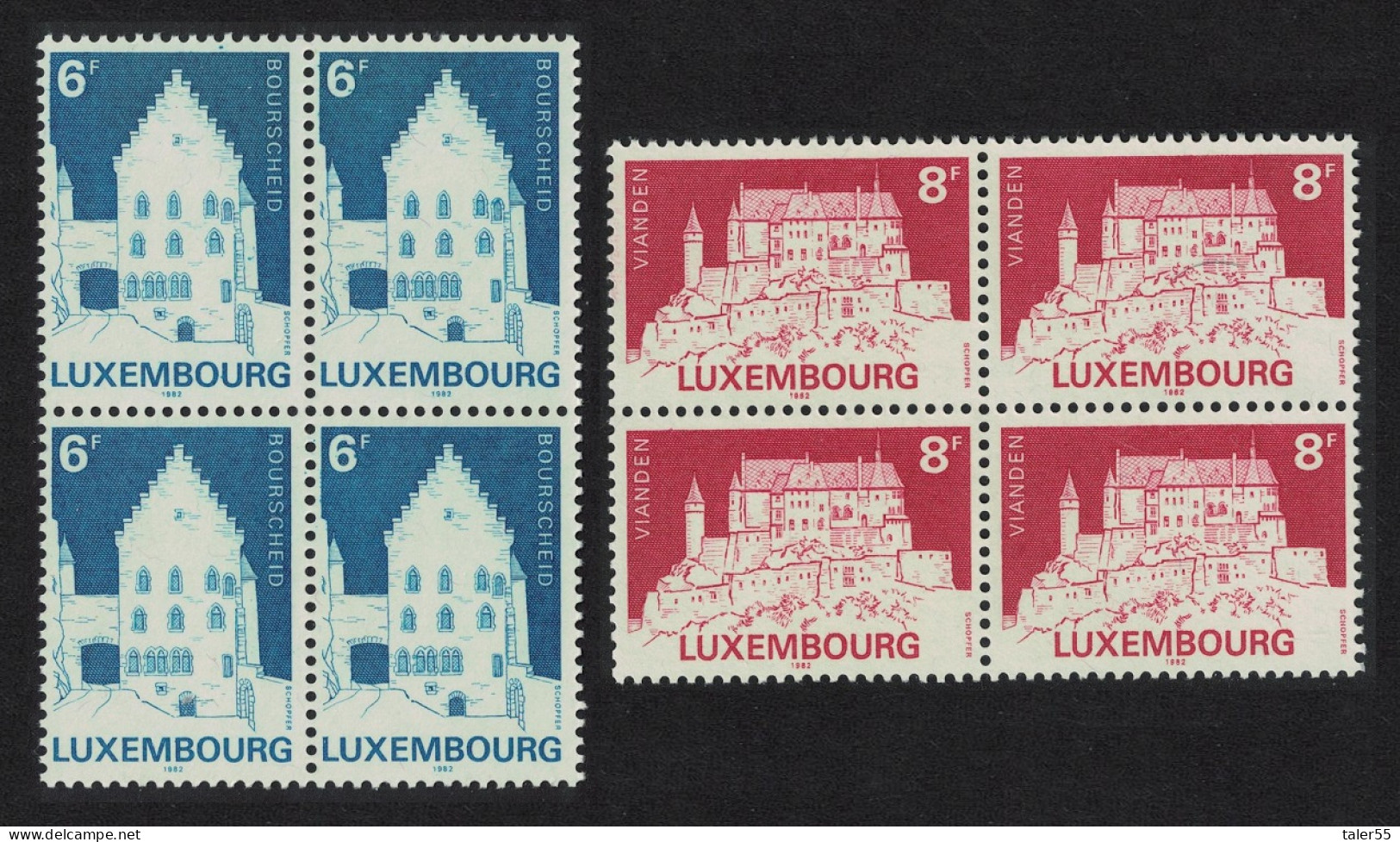 Luxembourg Classified Monuments 2v Blocks Of 4 1982 MNH SG#1092-1093 - Neufs